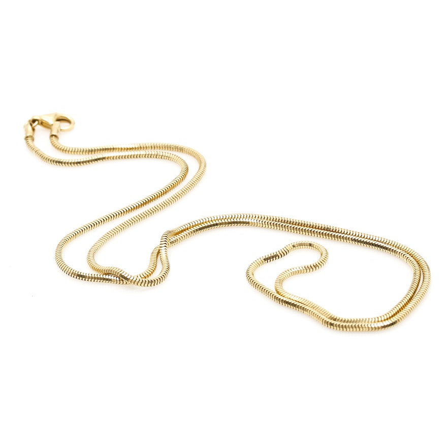 18K Yellow Gold Snake Chain Necklace