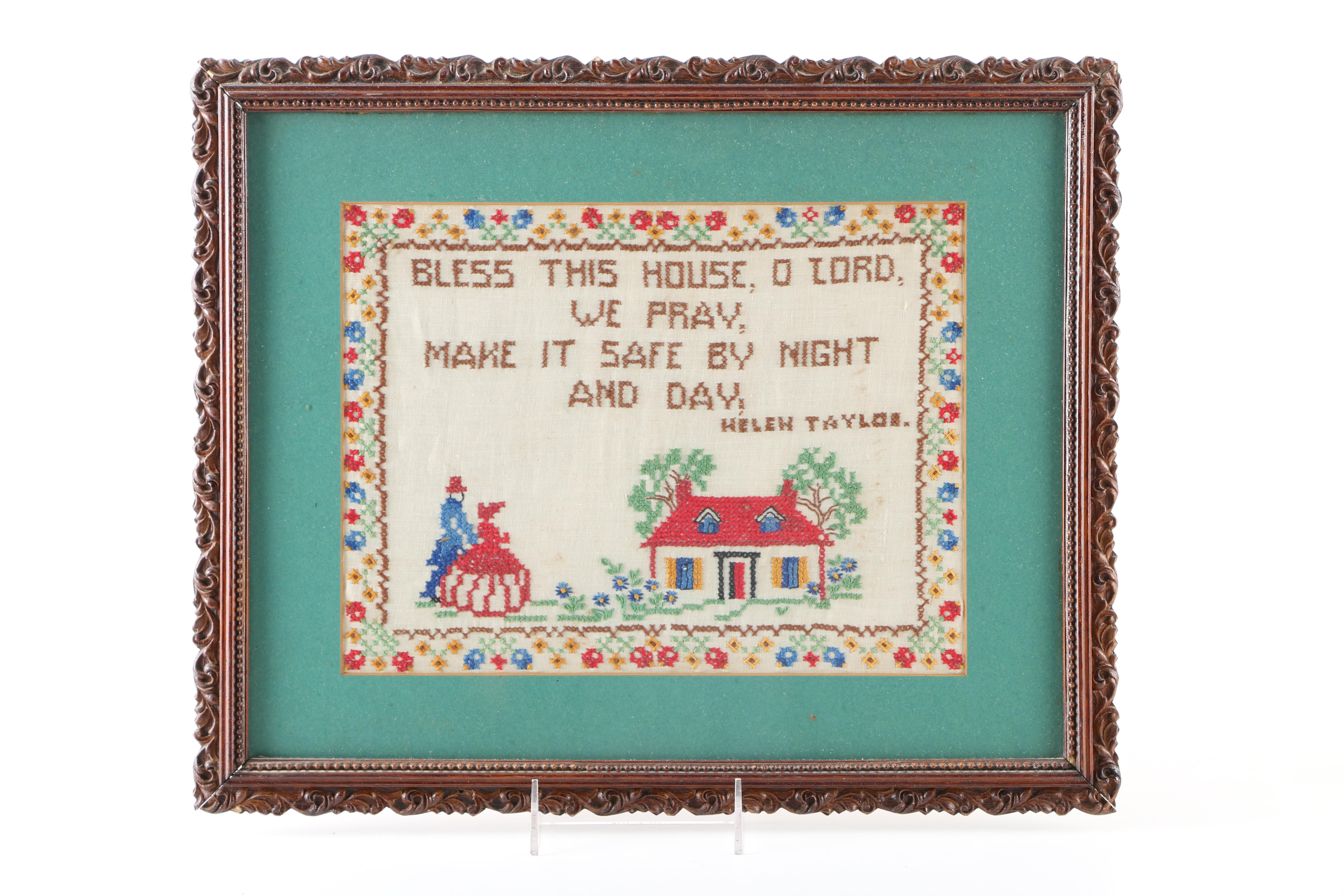 Vintage Framed Cross Stitch Samplers