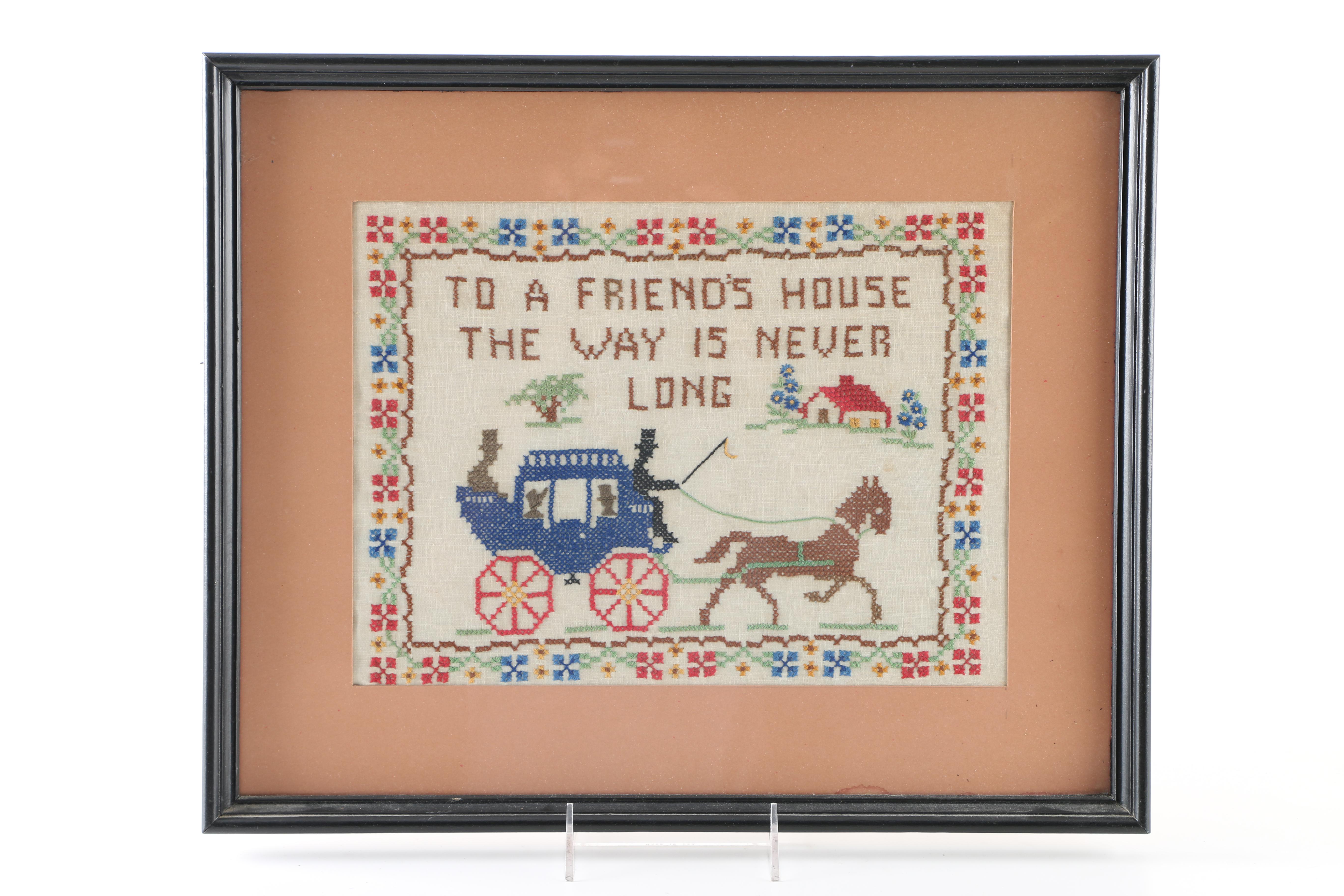 Vintage Framed Cross Stitch Samplers