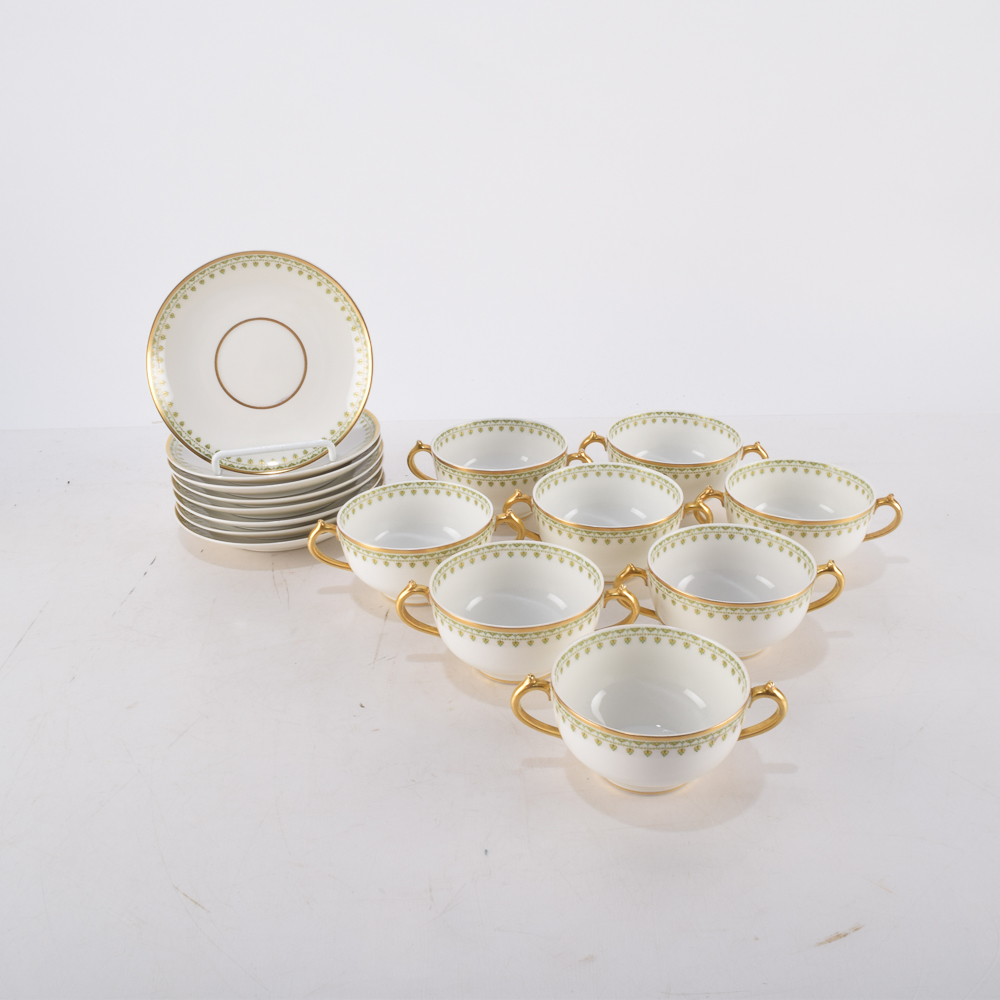 Charles Field Haviland Limoges "Head 140" Bouillon Bowls and Saucers