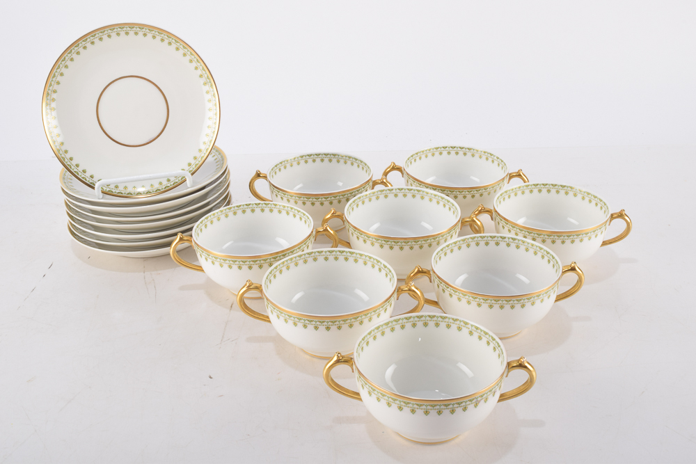 Charles Field Haviland Limoges "Head 140" Bouillon Bowls and Saucers