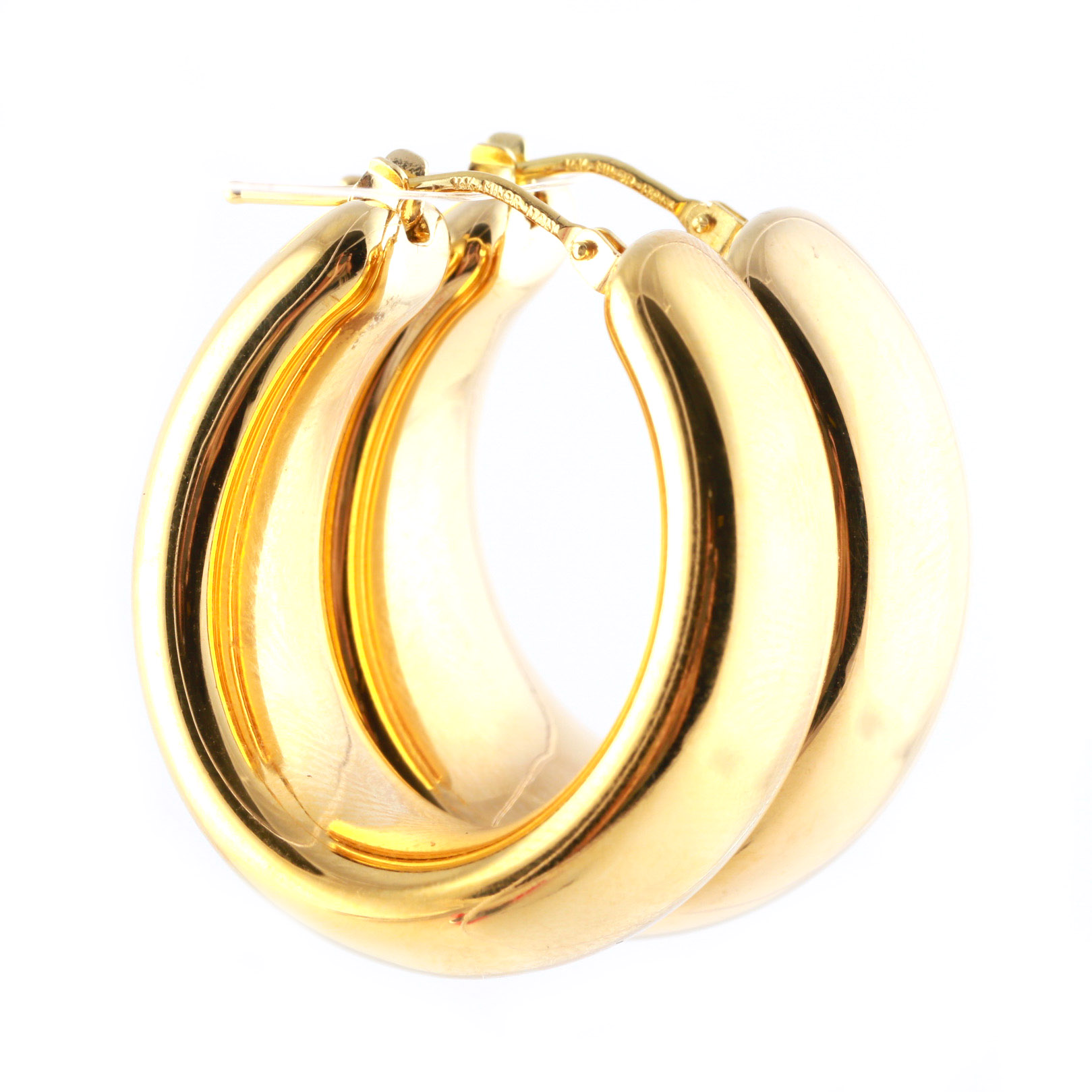 Italian 14K Yellow Gold Hollow Hoop Earrings by Milor