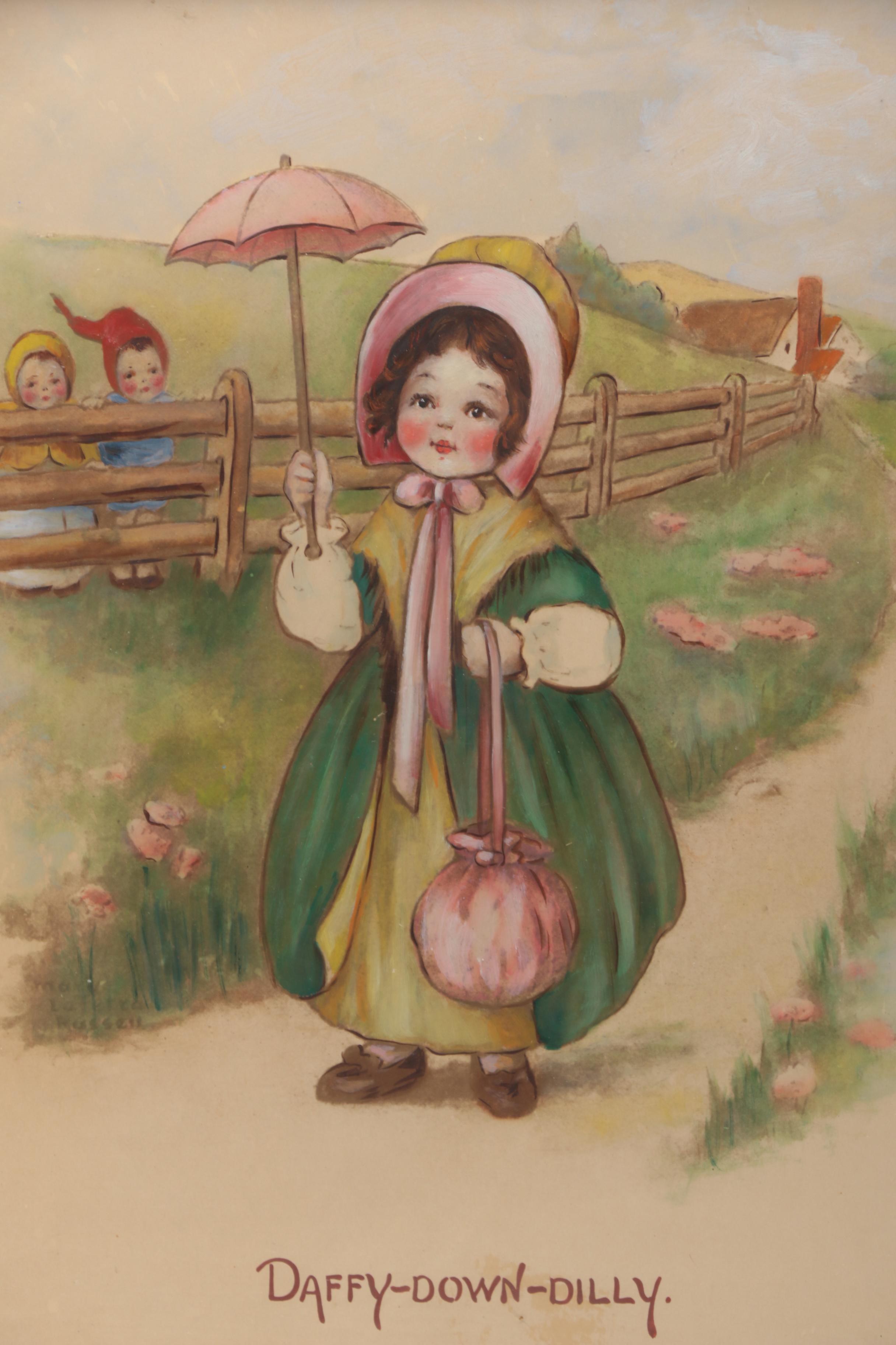 Hand-Painted Offset Lithograph After Mary LaFetra Russell