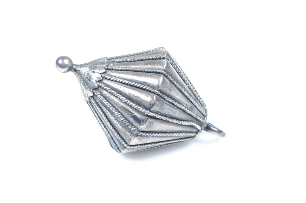 Antique Russian .875 Silver Fluted Cone Ornament