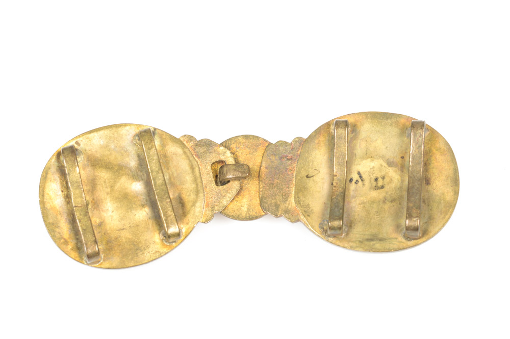 Antique Chinese Brass and Carnelian Buckle