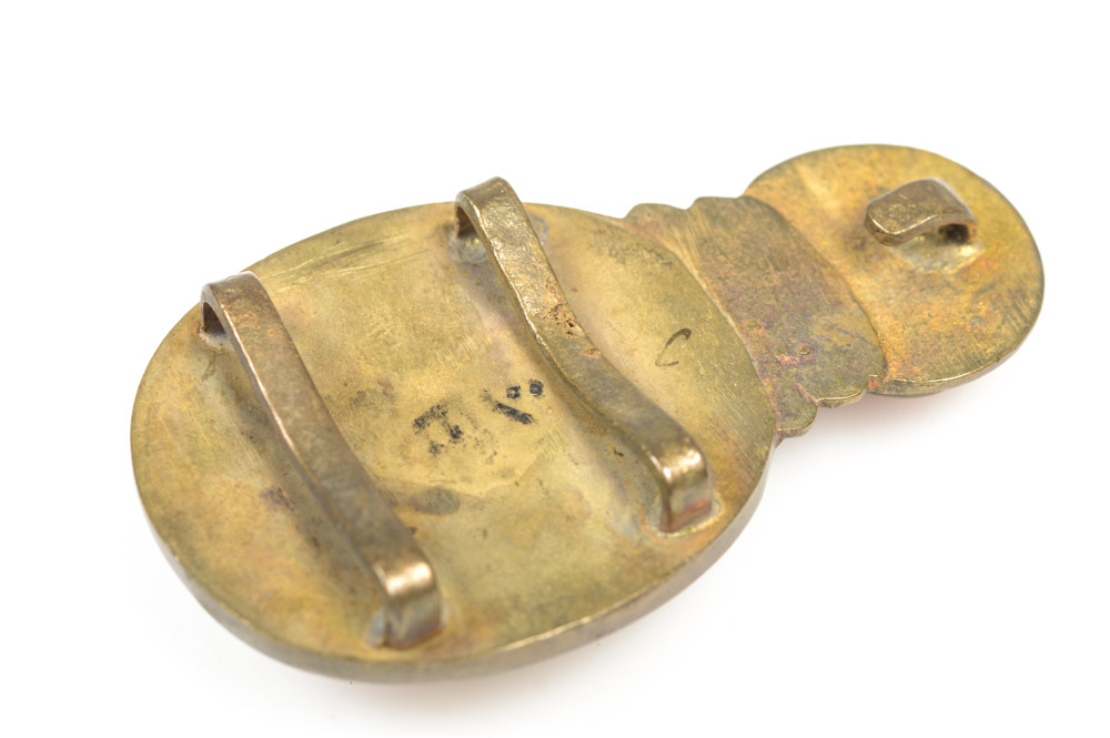 Antique Chinese Brass and Carnelian Buckle