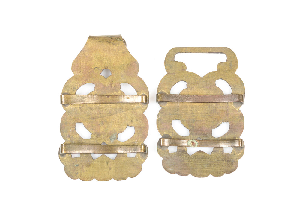 Antique Chinese Brass Buckle with Bat Motif