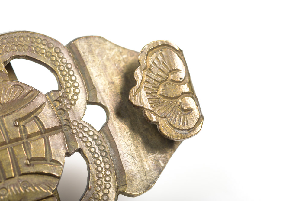 Antique Chinese Brass Buckle with Bat Motif