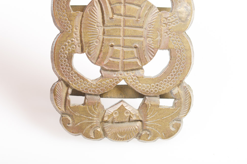 Antique Chinese Brass Buckle with Bat Motif