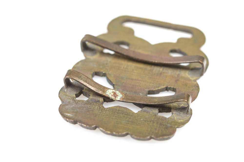 Antique Chinese Brass Buckle with Bat Motif