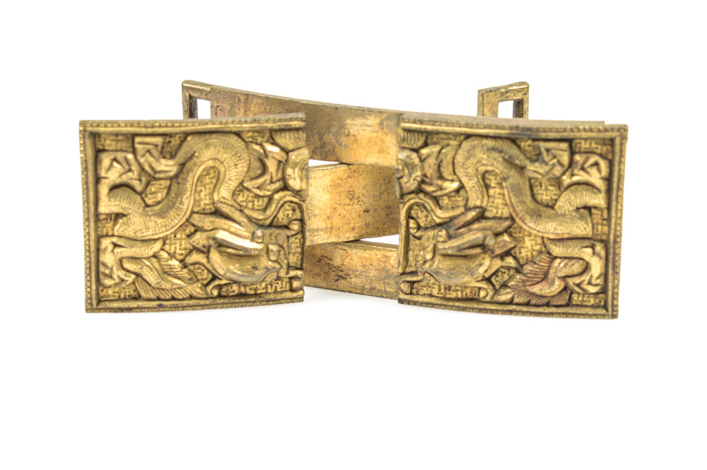Antique Chinese Brass Dragon Motif Buckle