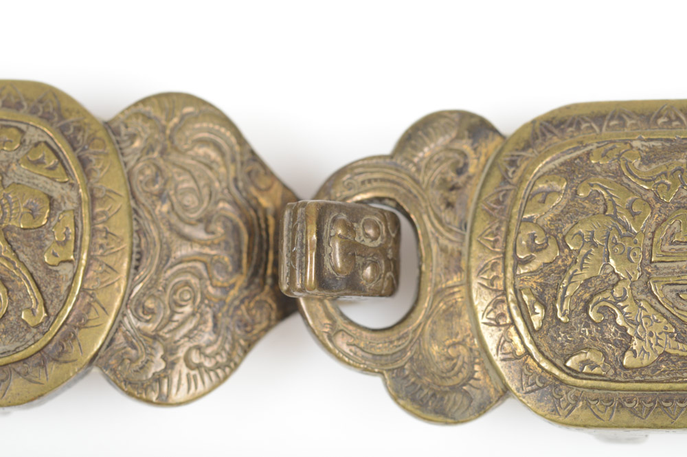 Antique Chinese Brass Bat Motif Buckle