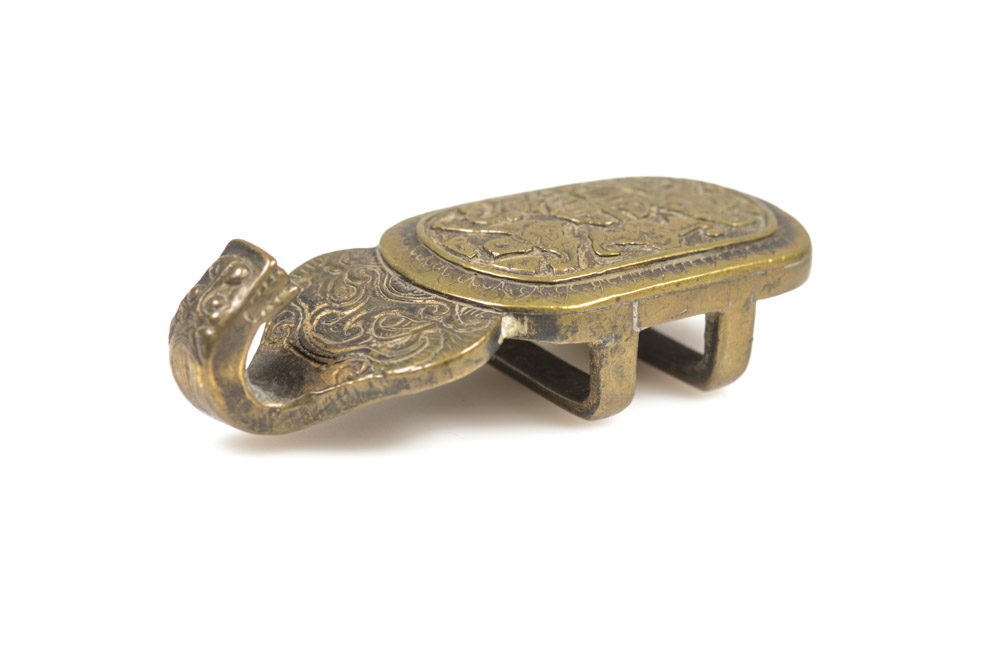 Antique Chinese Brass Bat Motif Buckle