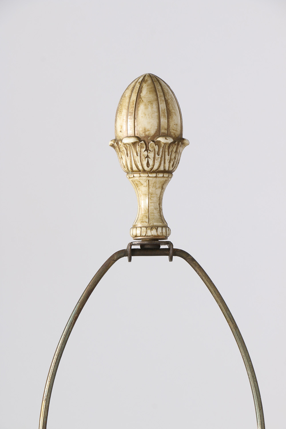 Green And White Porcelain Table Lamp With Cherub Features