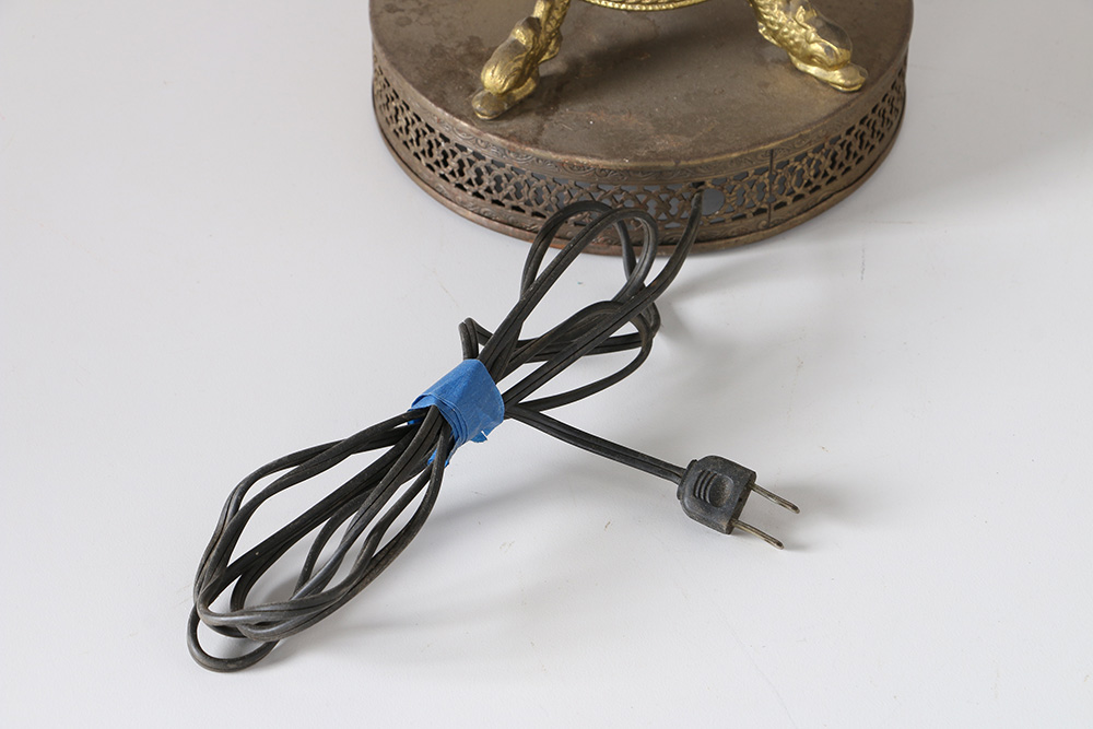 Green And White Porcelain Table Lamp With Cherub Features