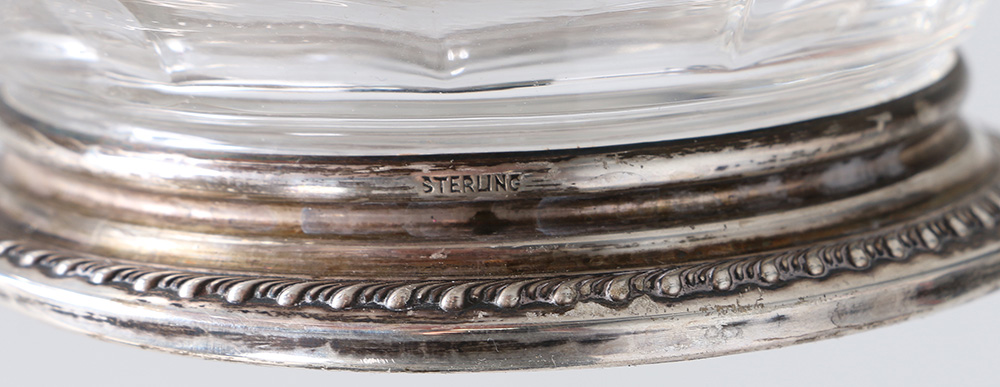 Glass Assortment Including Silver Tone Rimmed Dishes