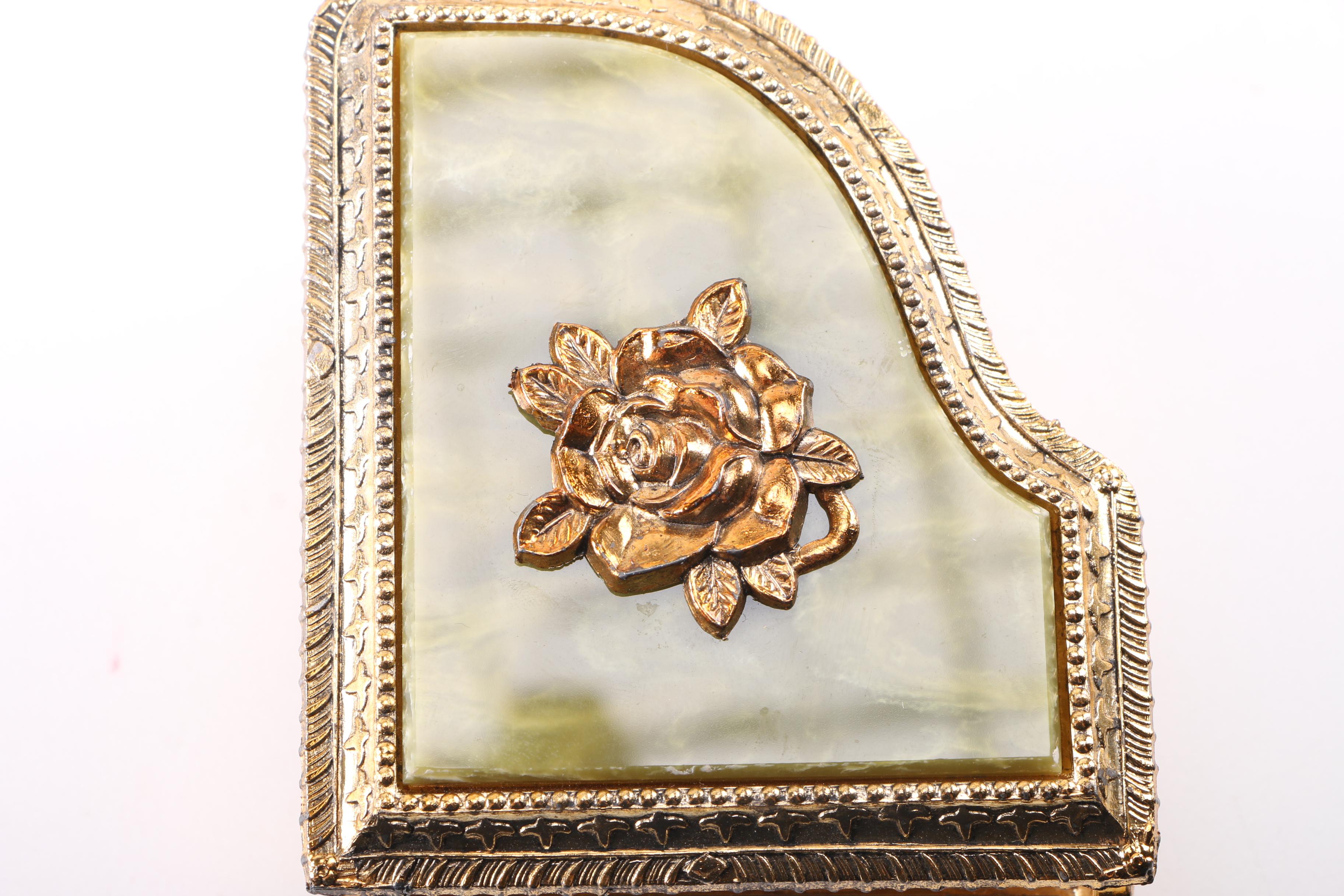 Two Gold Tone Musical Jewelry Boxes