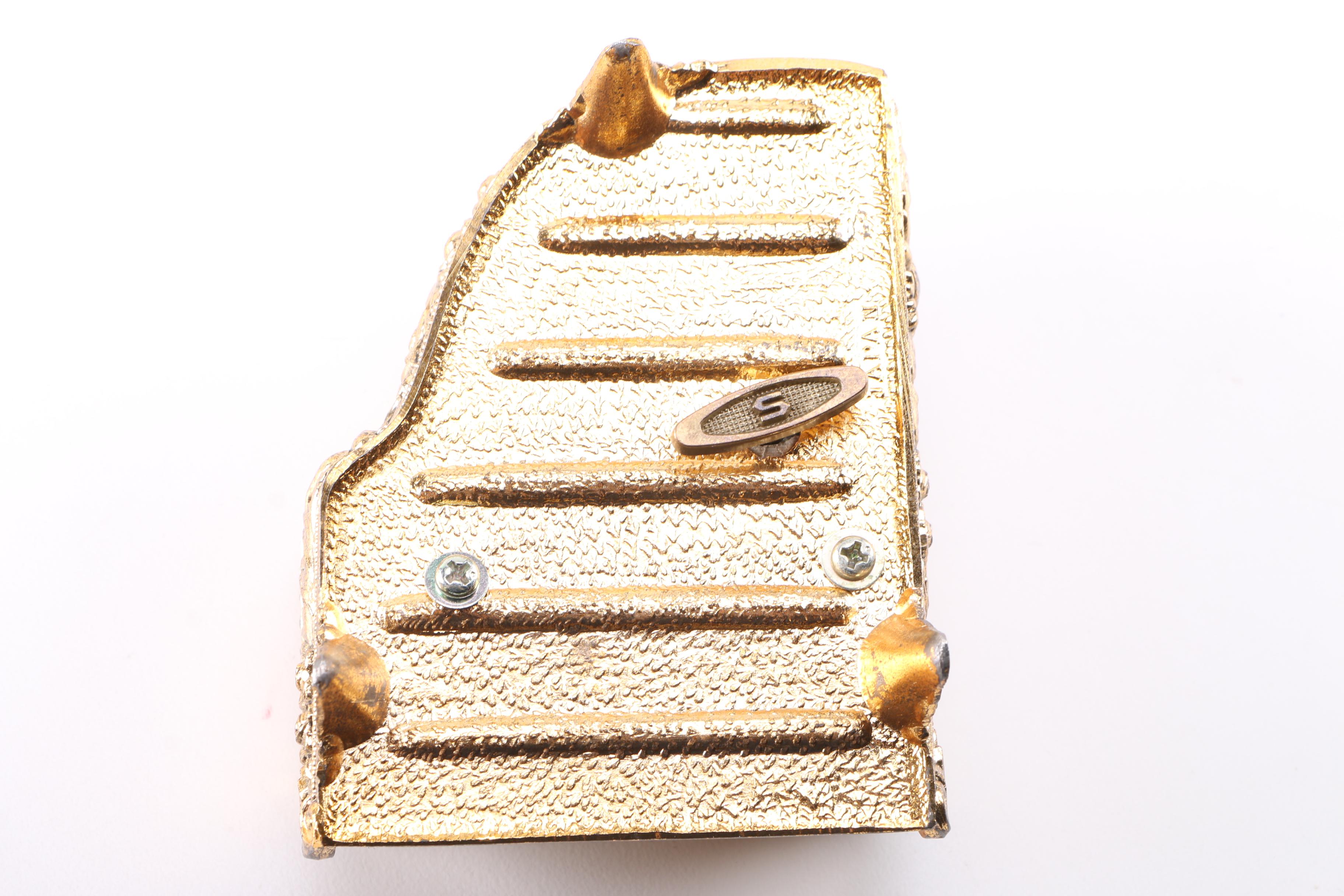 Two Gold Tone Musical Jewelry Boxes