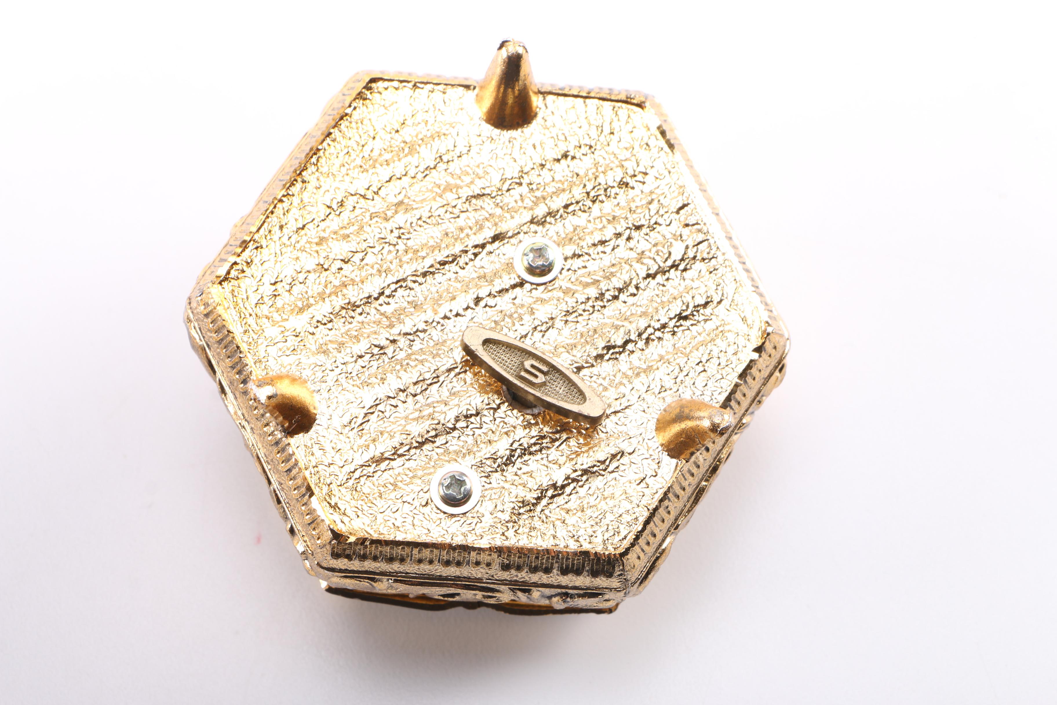 Two Gold Tone Musical Jewelry Boxes