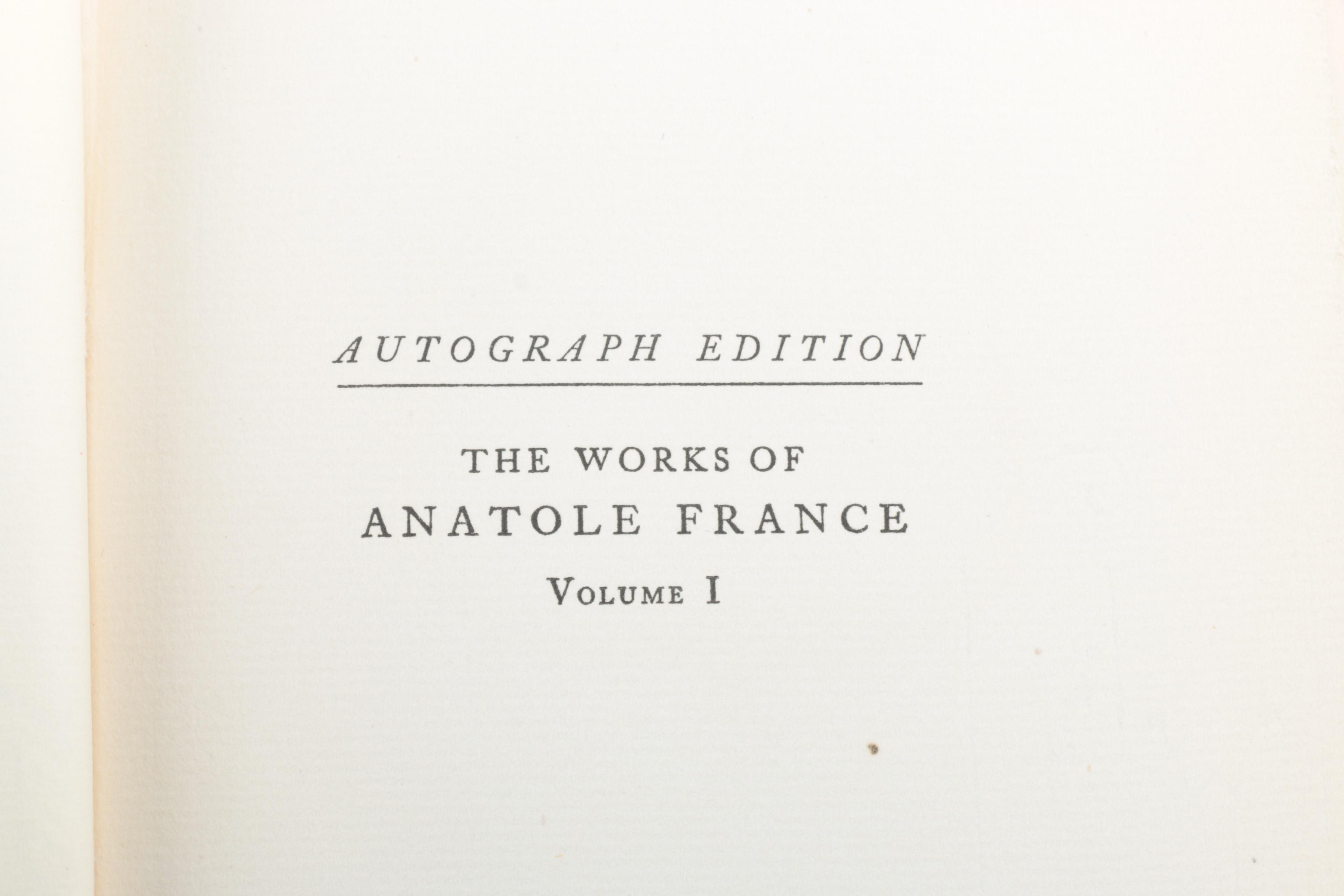 Autographed Limited Edition Fifteen-Volume "The Works of Anatole France"