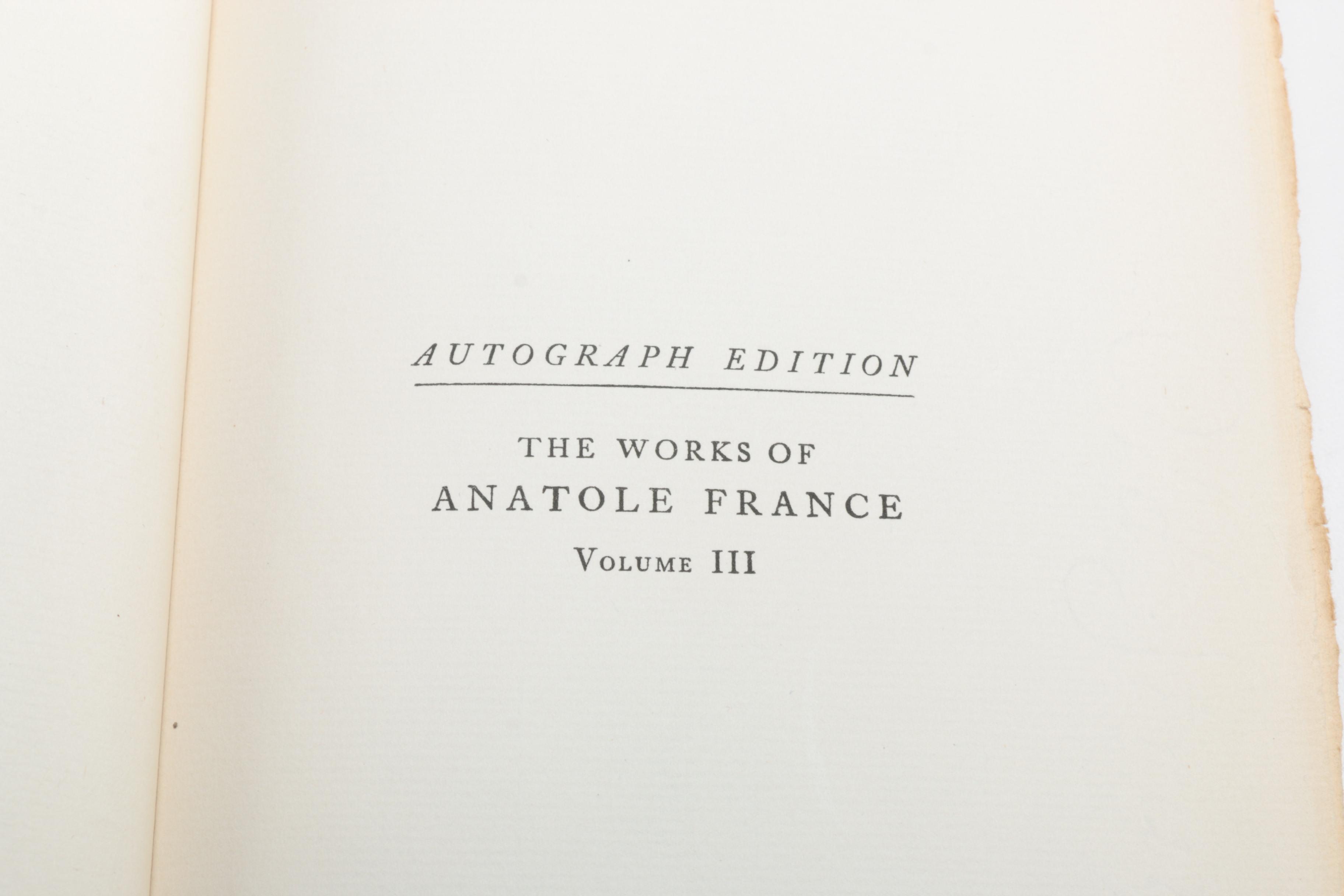 Autographed Limited Edition Fifteen-Volume "The Works of Anatole France"