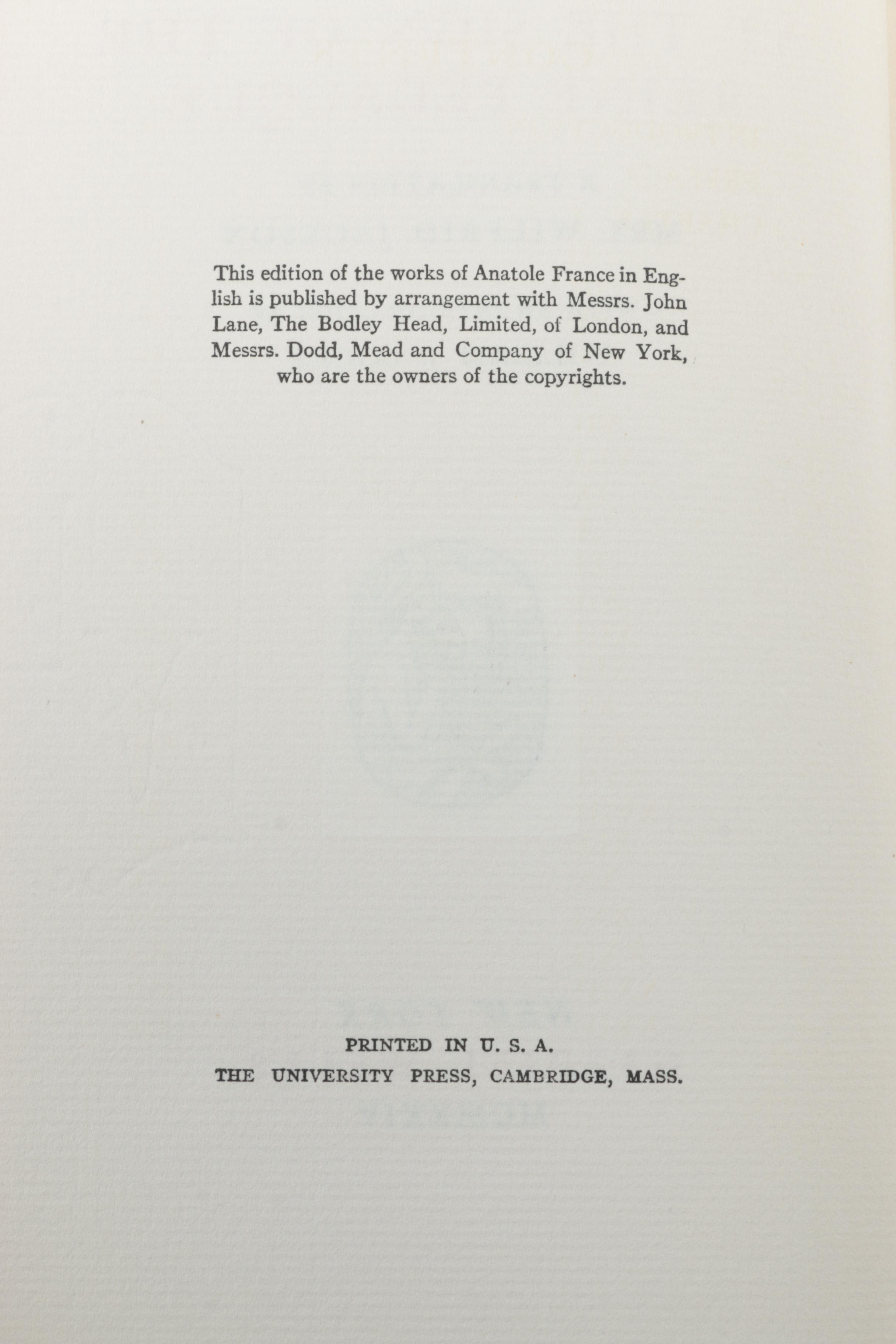 Autographed Limited Edition Fifteen-Volume "The Works of Anatole France"