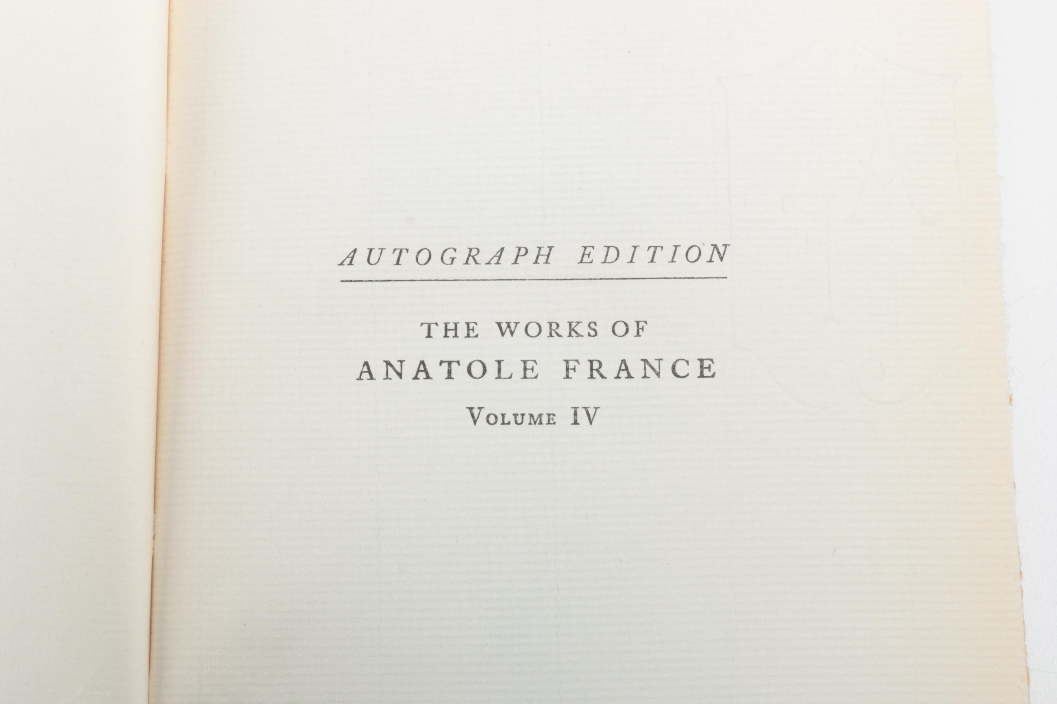 Autographed Limited Edition Fifteen-Volume "The Works of Anatole France"