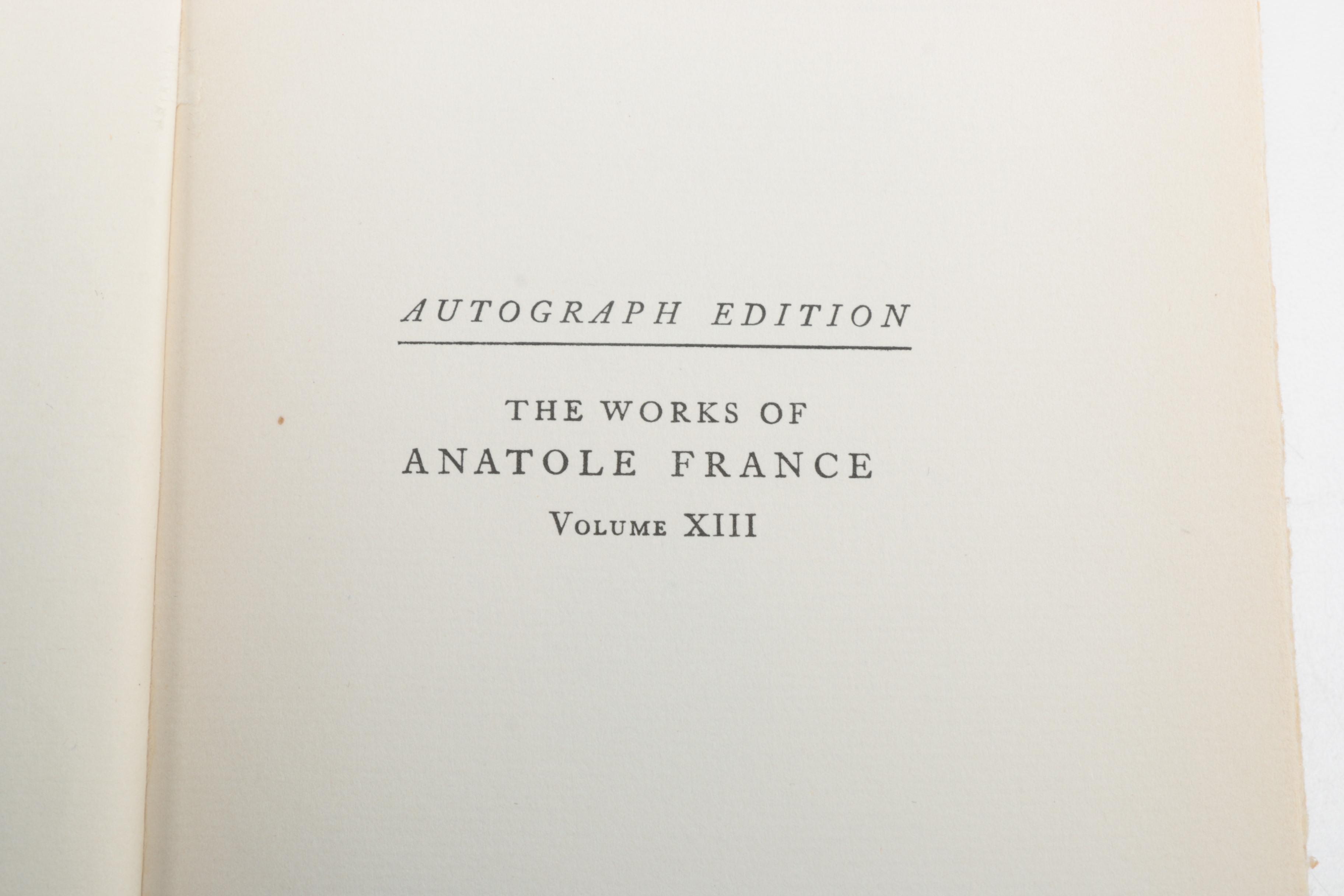 Autographed Limited Edition Fifteen-Volume "The Works of Anatole France"