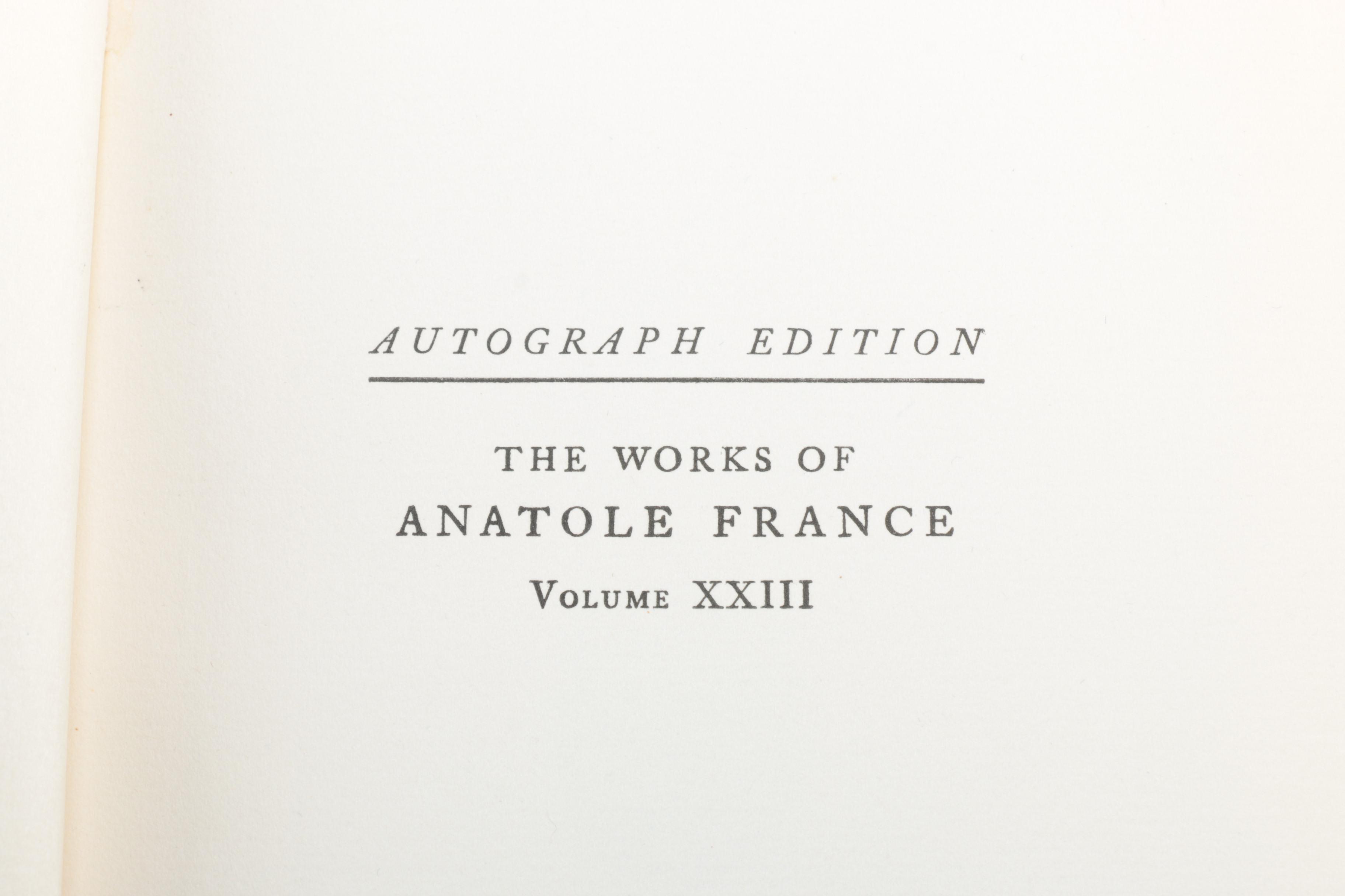 Autographed Limited Edition Fifteen-Volume "The Works of Anatole France"