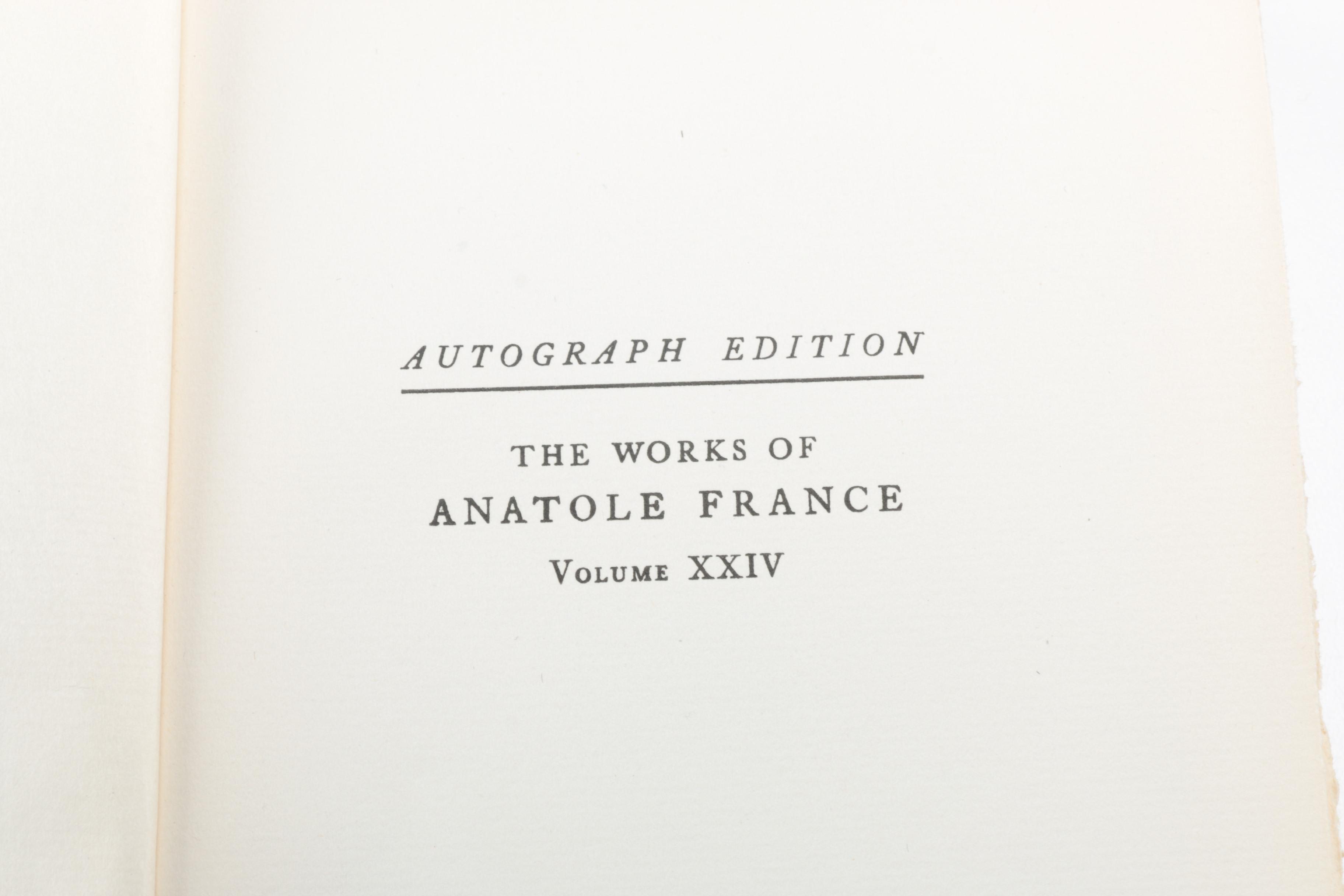 Autographed Limited Edition Fifteen-Volume "The Works of Anatole France"