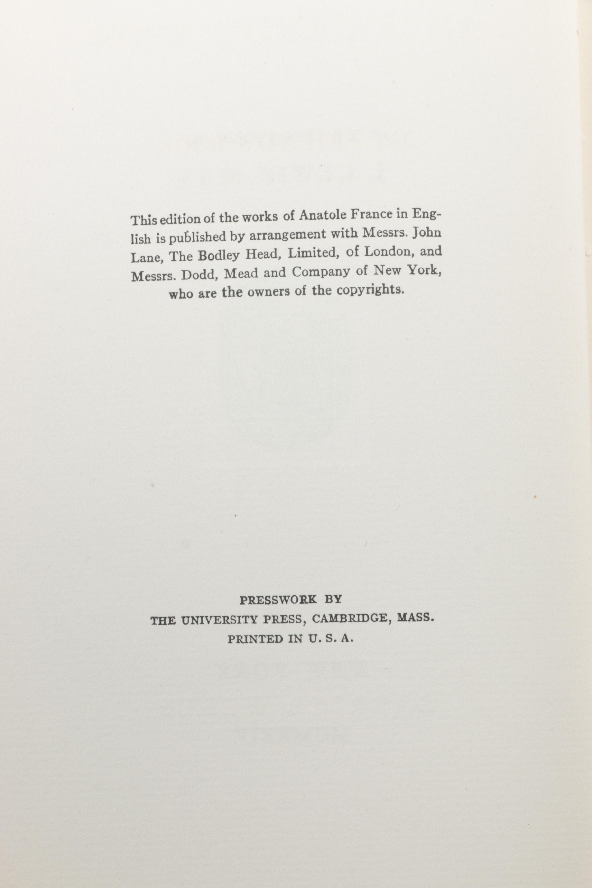 Autographed Limited Edition Fifteen-Volume "The Works of Anatole France"