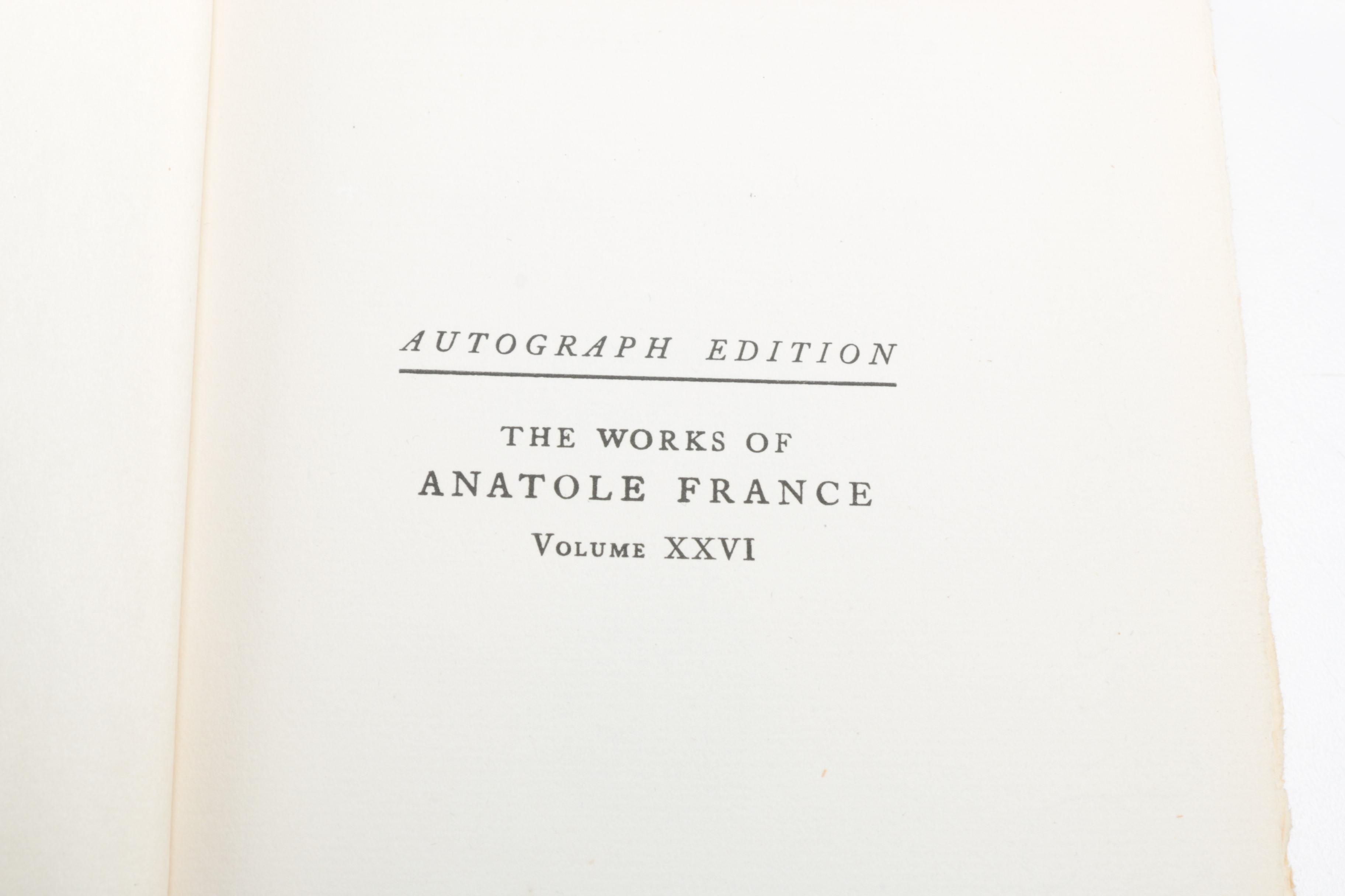 Autographed Limited Edition Fifteen-Volume "The Works of Anatole France"