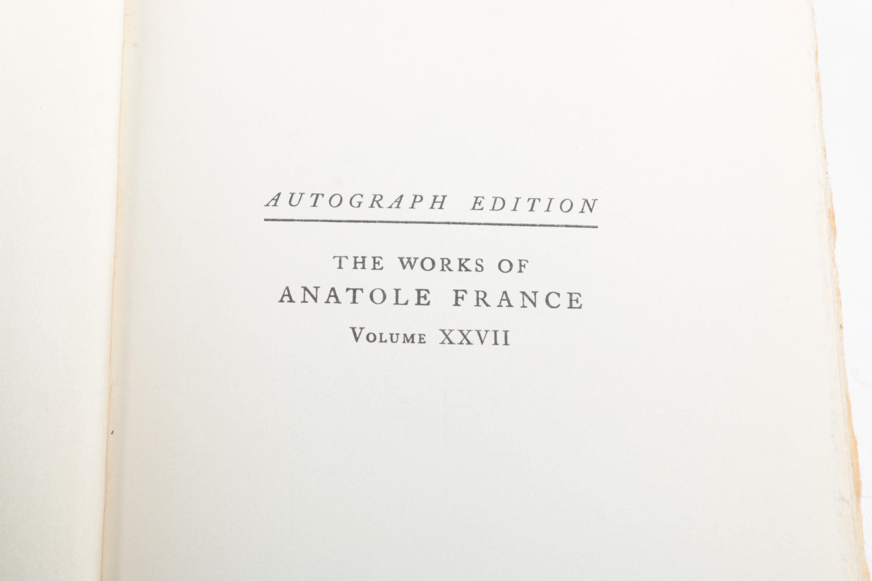 Autographed Limited Edition Fifteen-Volume "The Works of Anatole France"