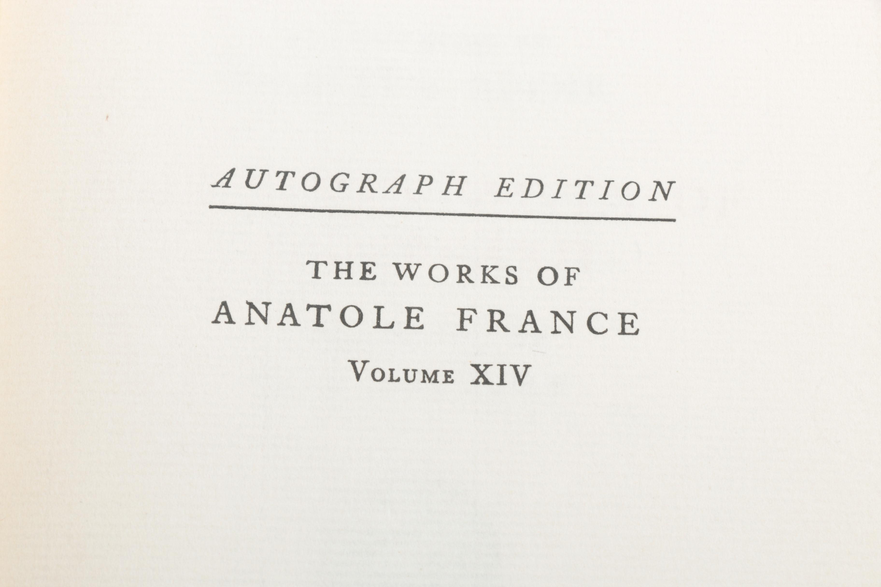 Autographed Limited Edition Fifteen-Volume "The Works of Anatole France"