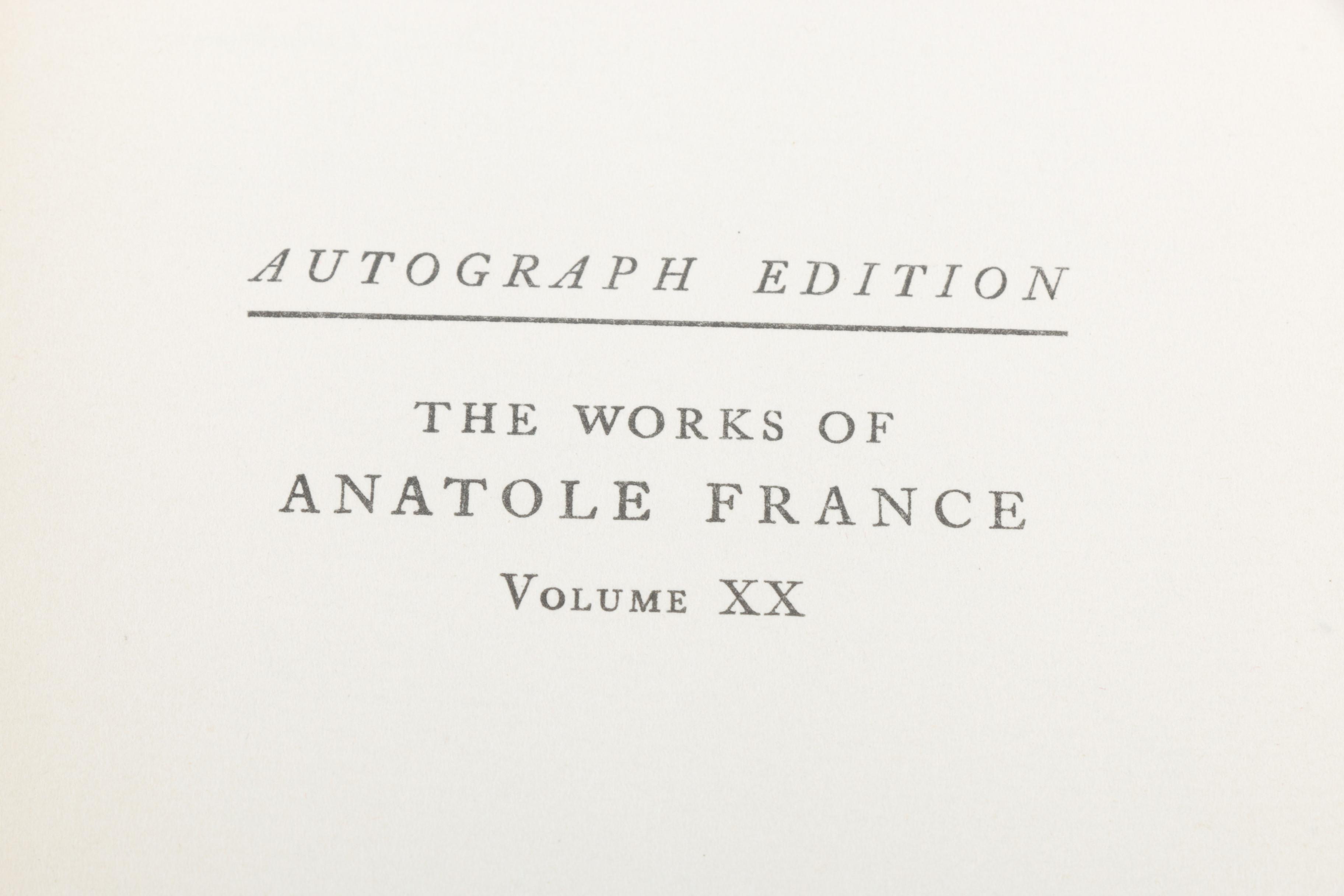 Autographed Limited Edition Fifteen-Volume "The Works of Anatole France"