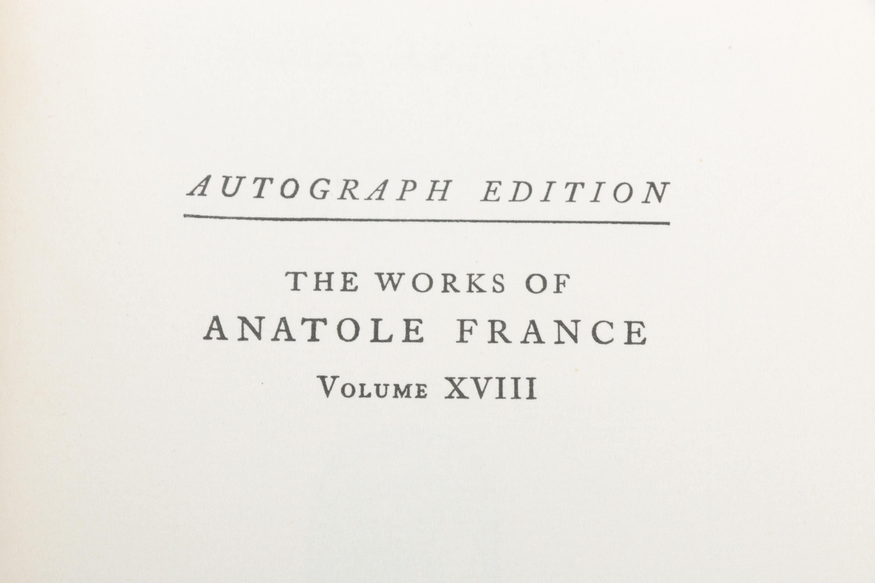 Autographed Limited Edition Fifteen-Volume "The Works of Anatole France"