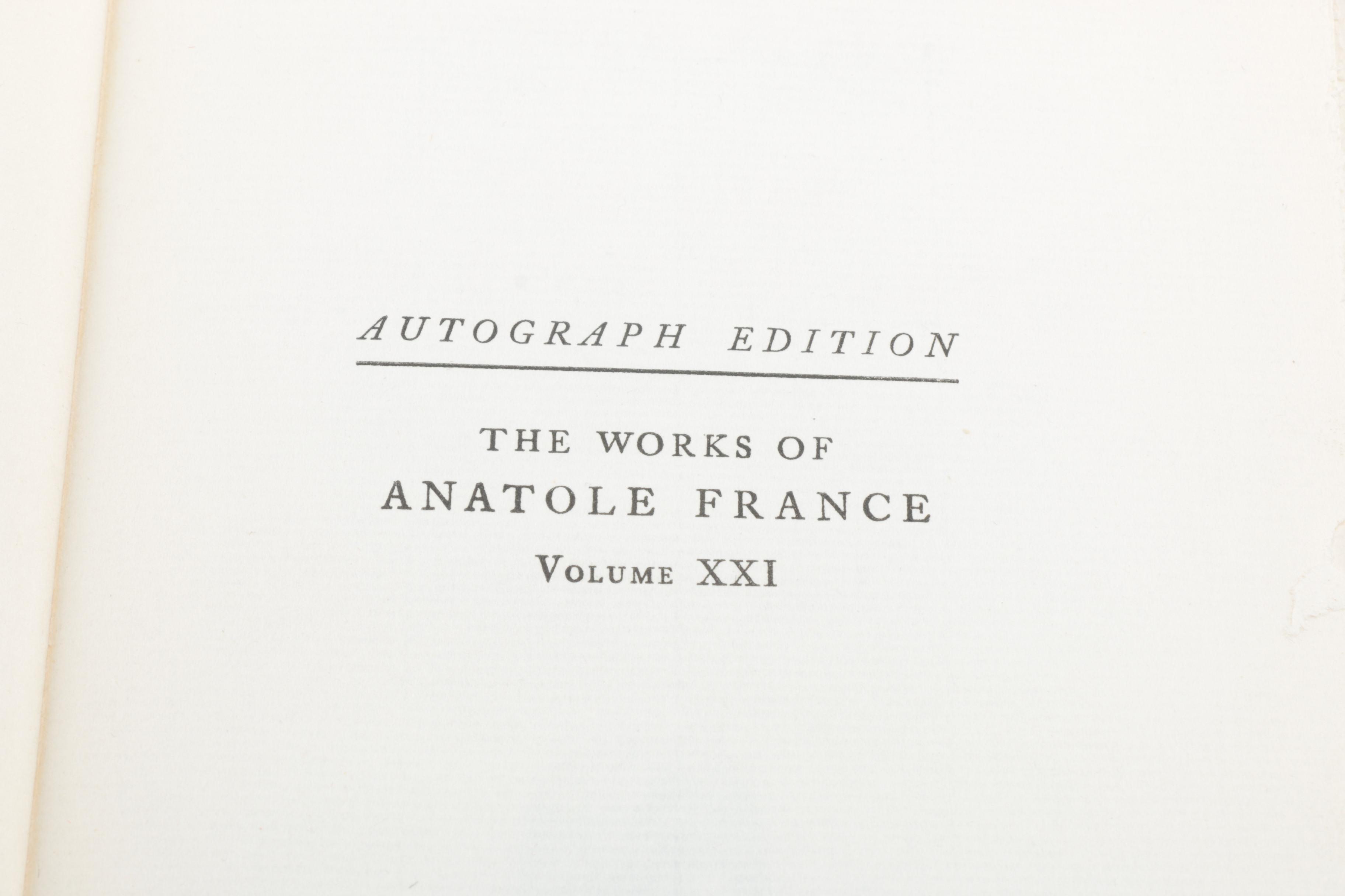 Autographed Limited Edition Fifteen-Volume "The Works of Anatole France"