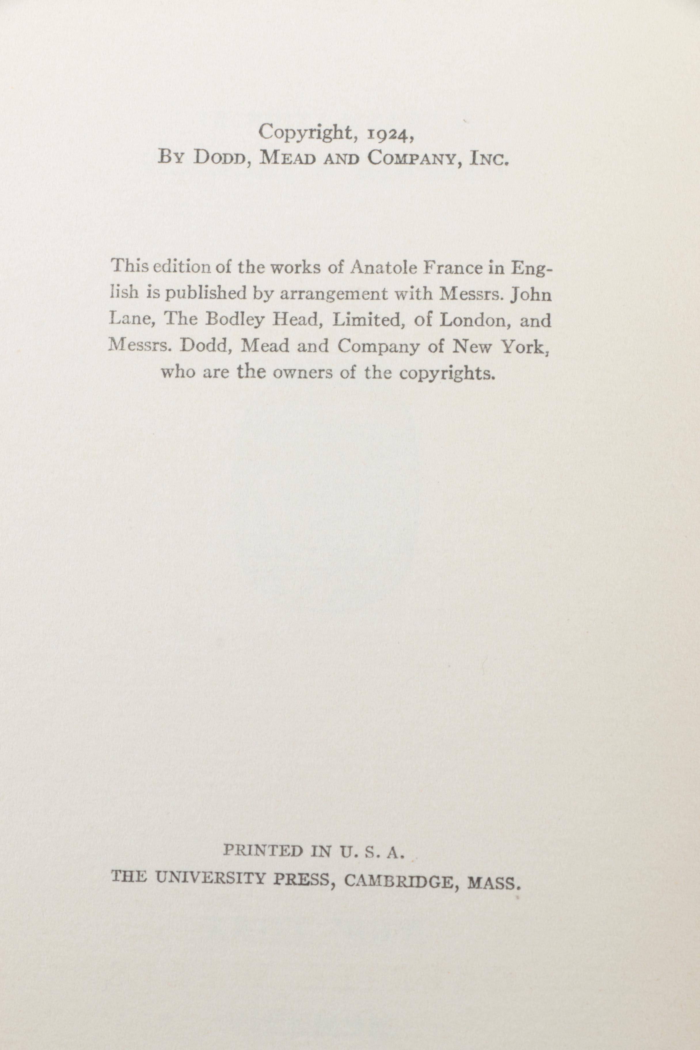 Autographed Limited Edition Fifteen-Volume "The Works of Anatole France"