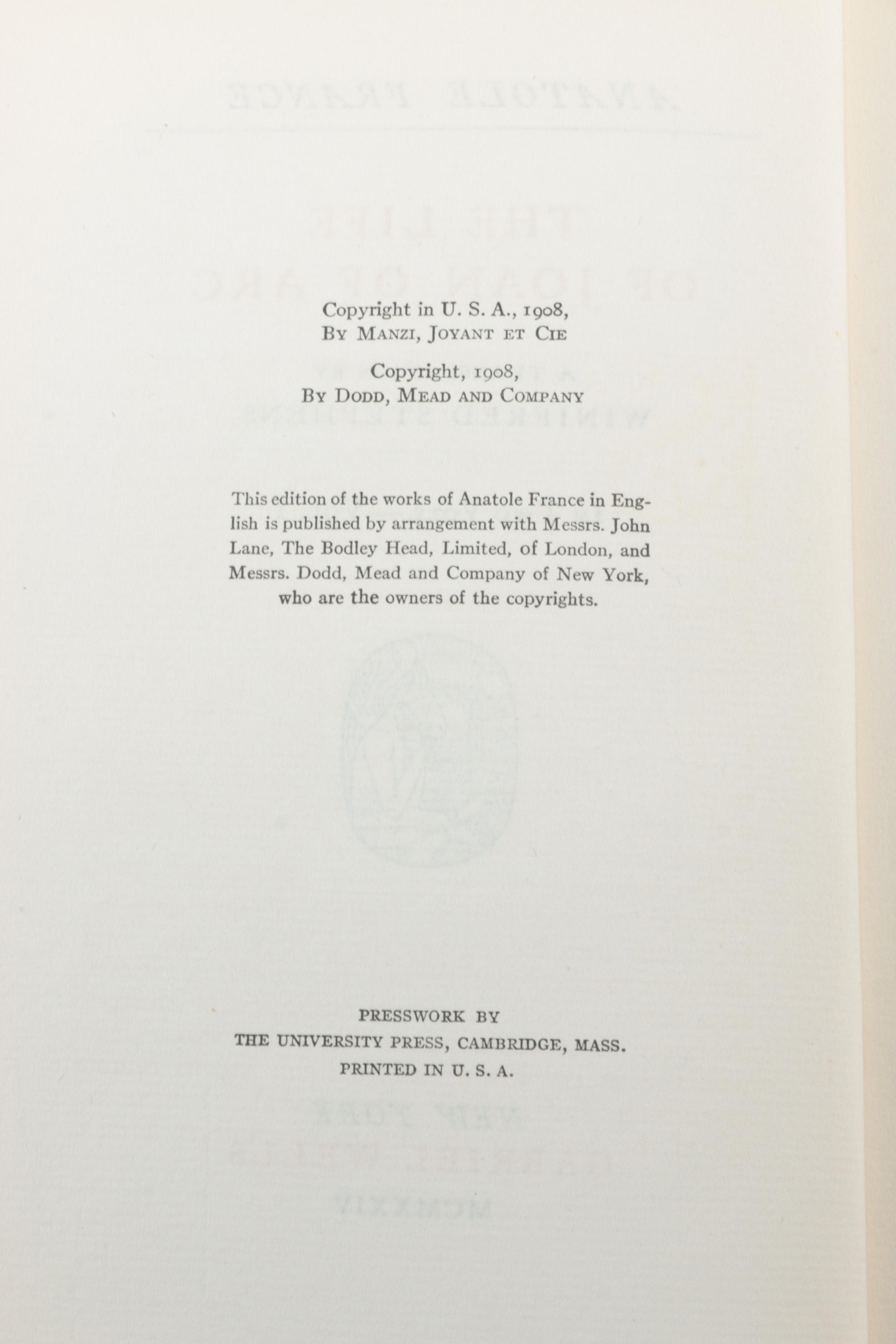 Autographed Limited Edition Fifteen-Volume "The Works of Anatole France"