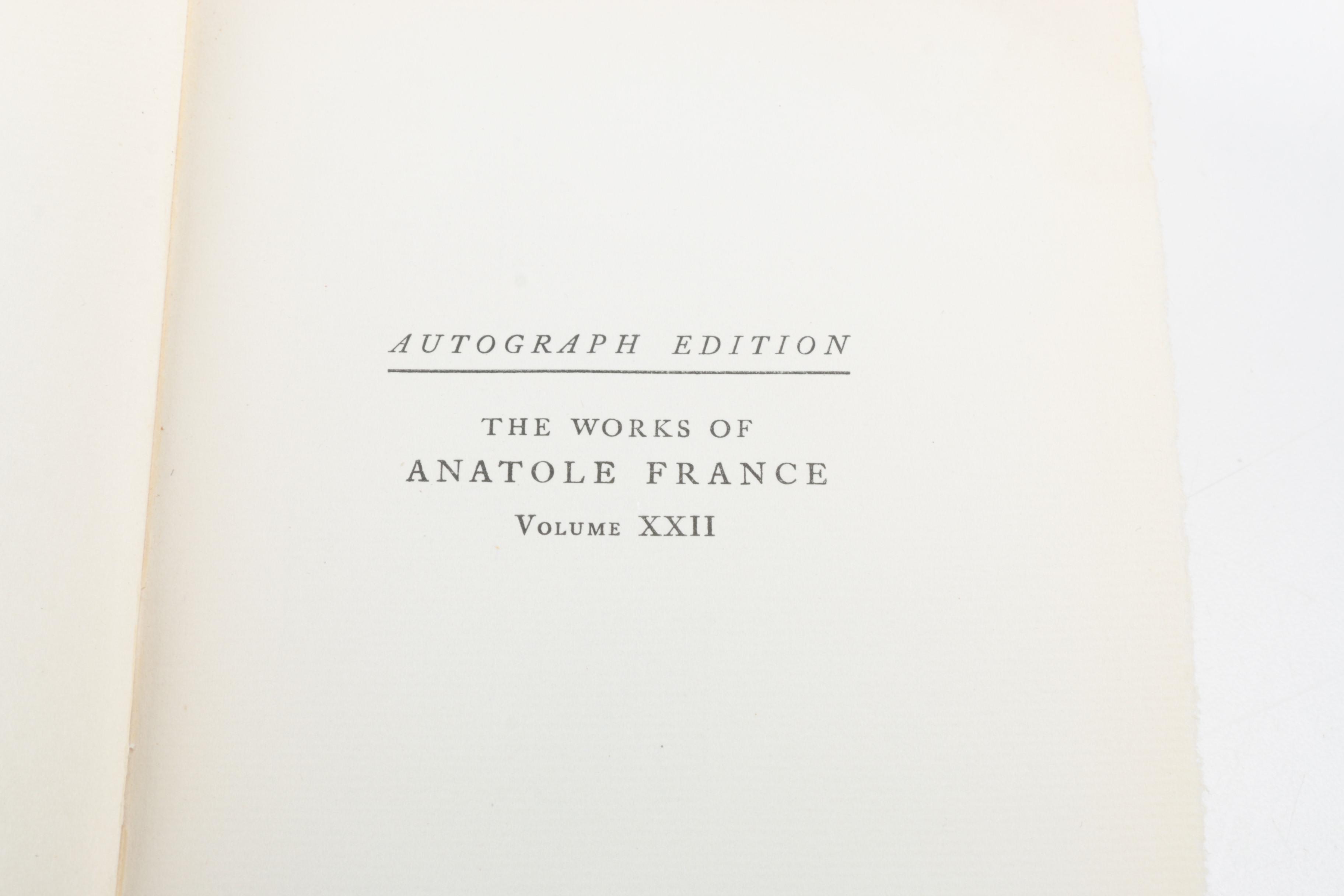 Autographed Limited Edition Fifteen-Volume "The Works of Anatole France"