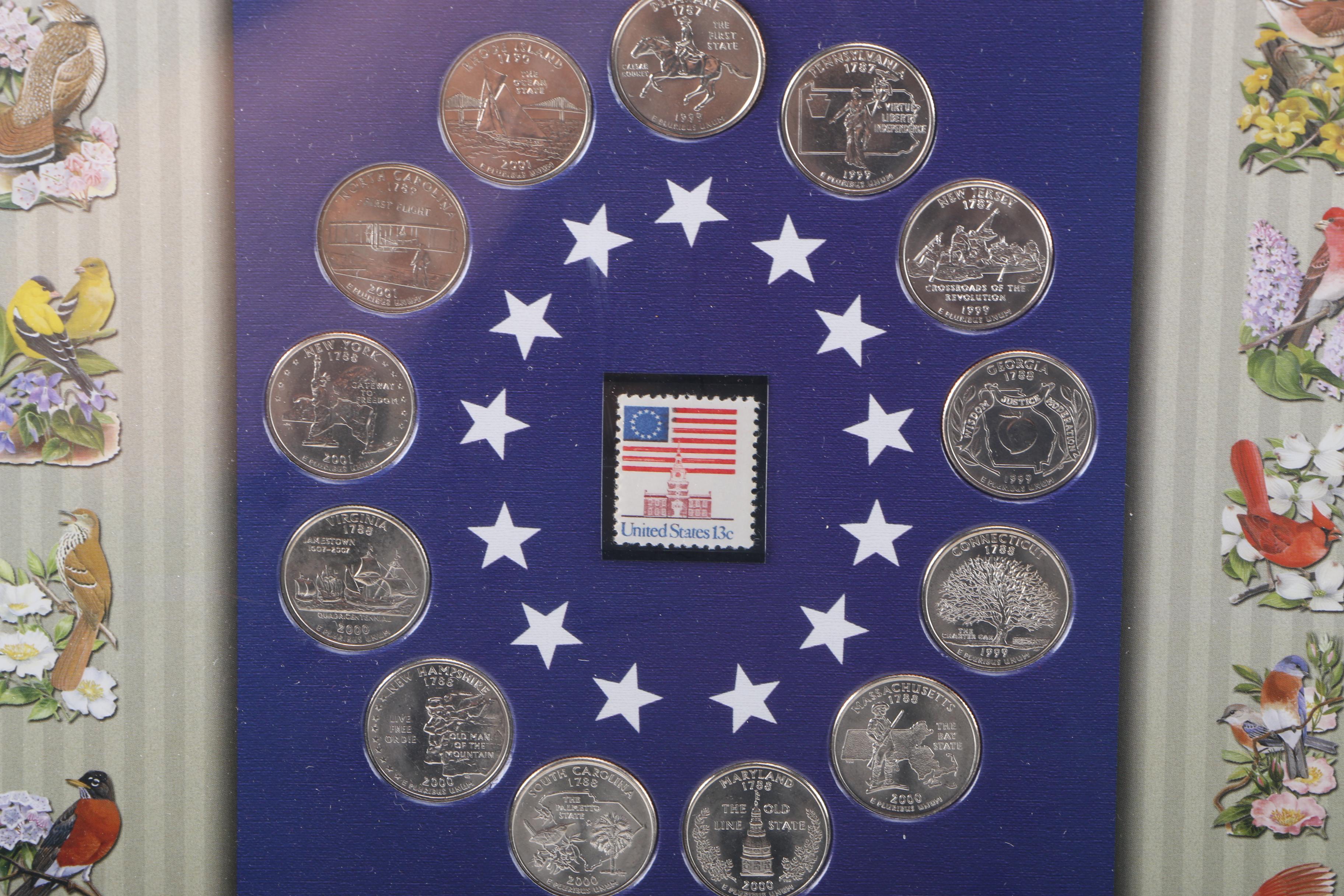 Framed Roosevelt Dimes and State Quarters