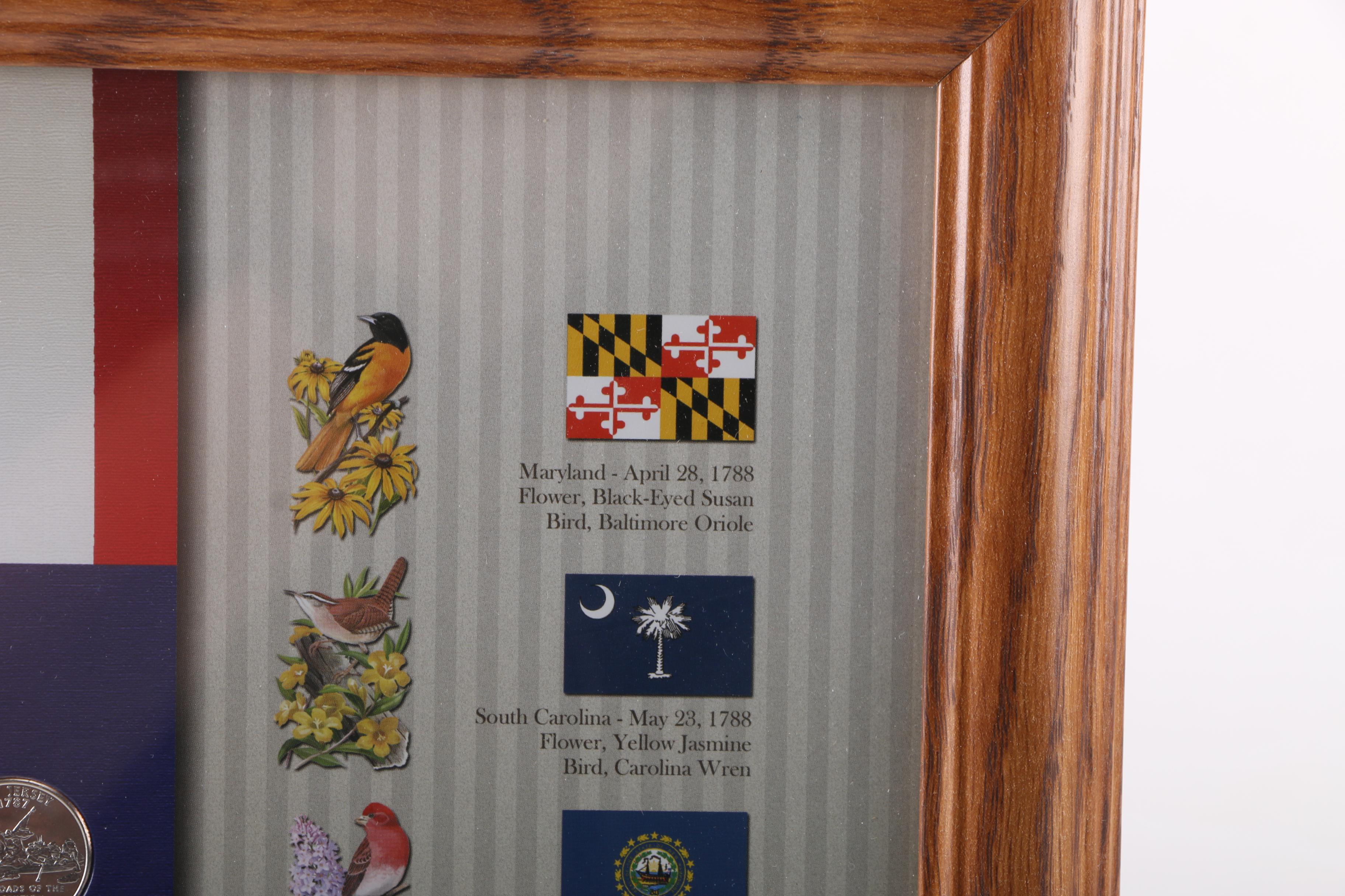 Framed Roosevelt Dimes and State Quarters