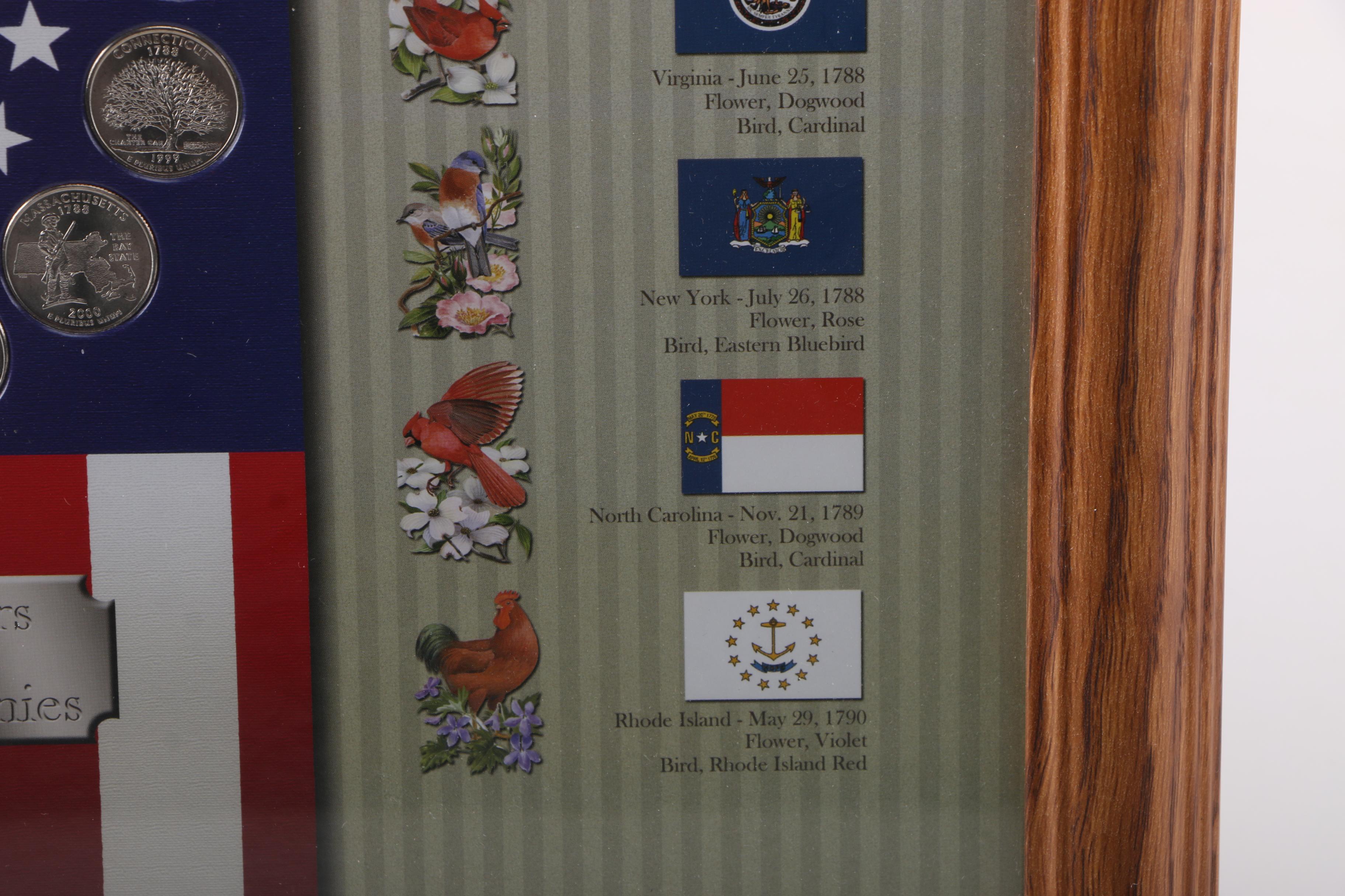 Framed Roosevelt Dimes and State Quarters