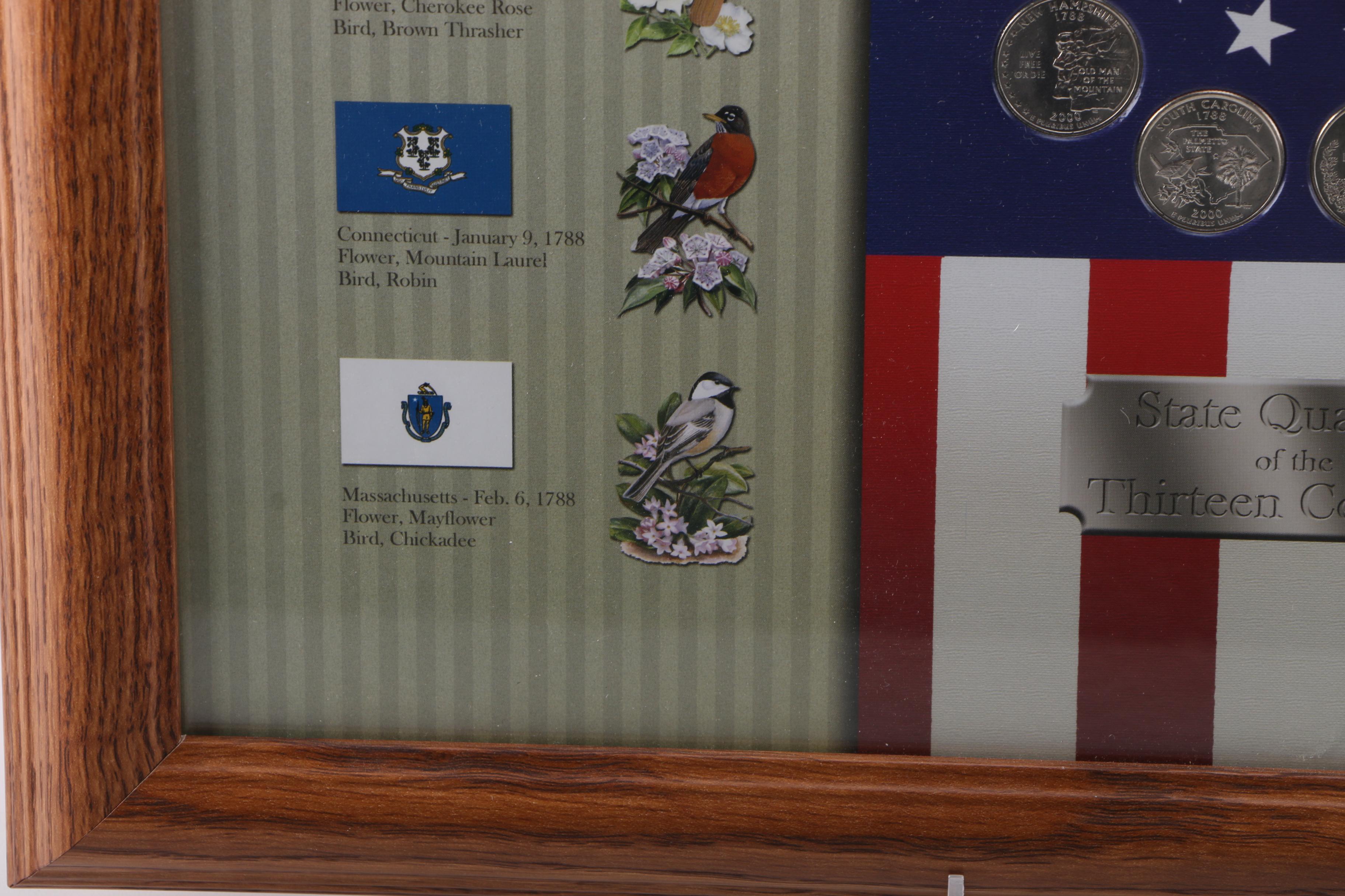 Framed Roosevelt Dimes and State Quarters