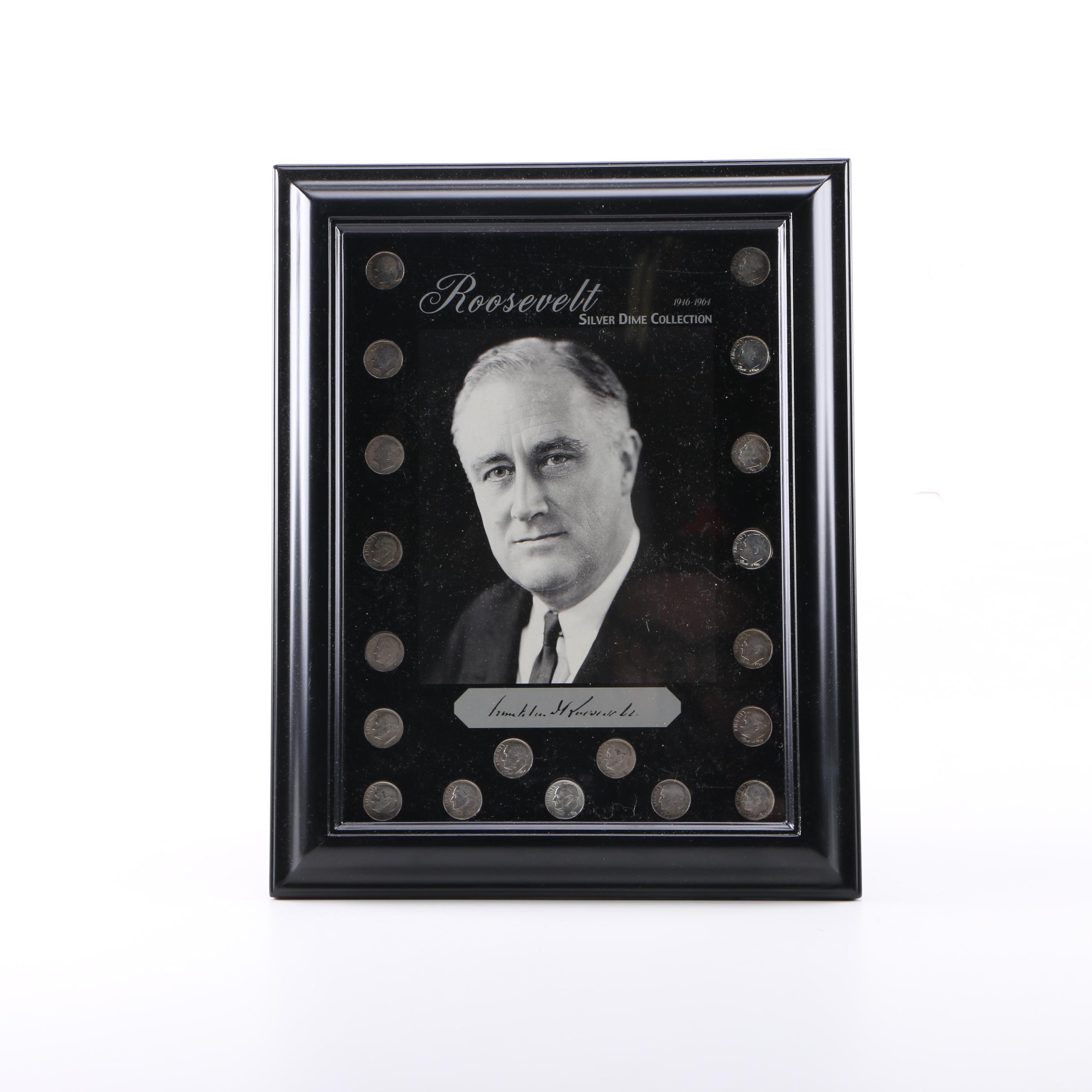 Framed Roosevelt Dimes and State Quarters