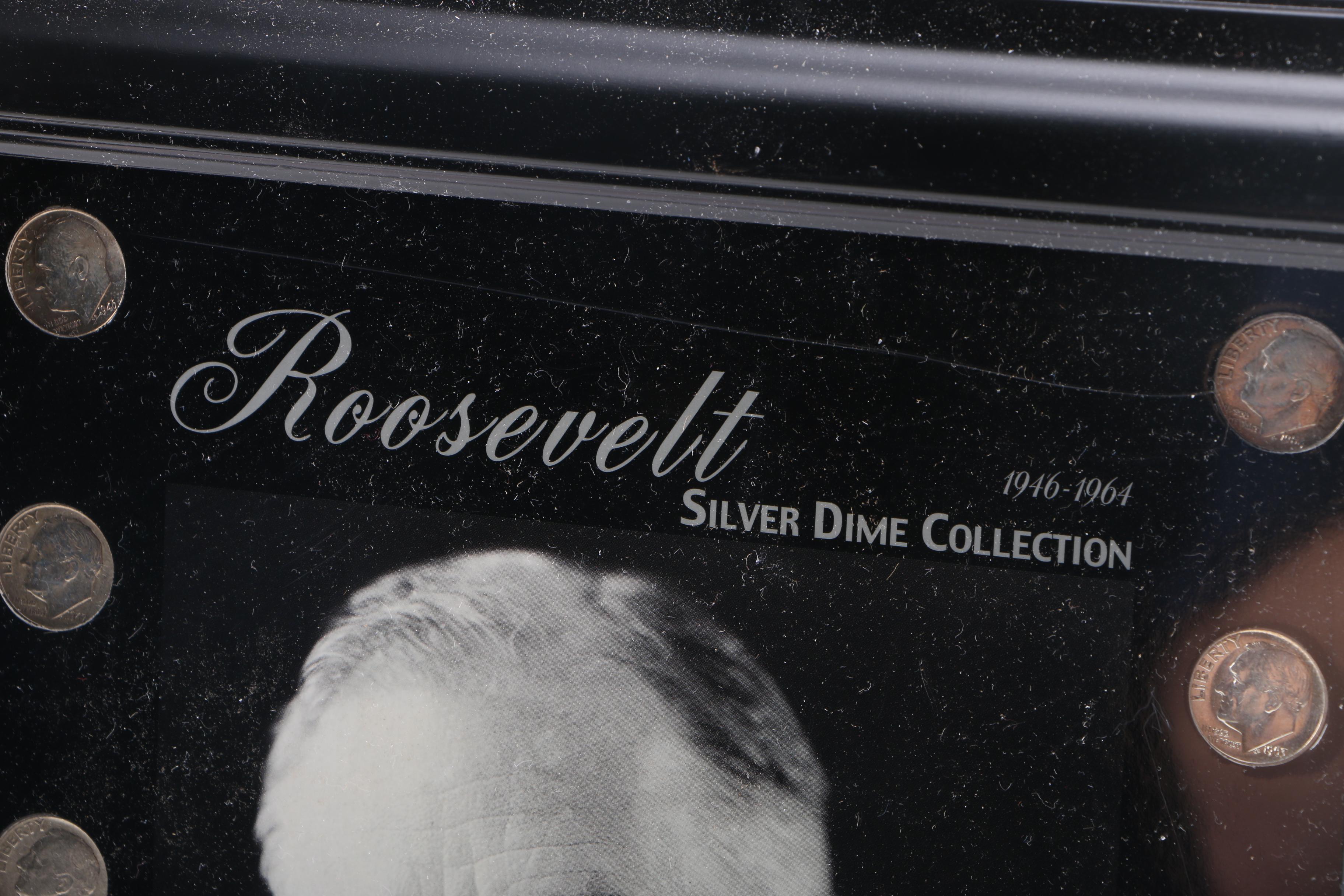 Framed Roosevelt Dimes and State Quarters