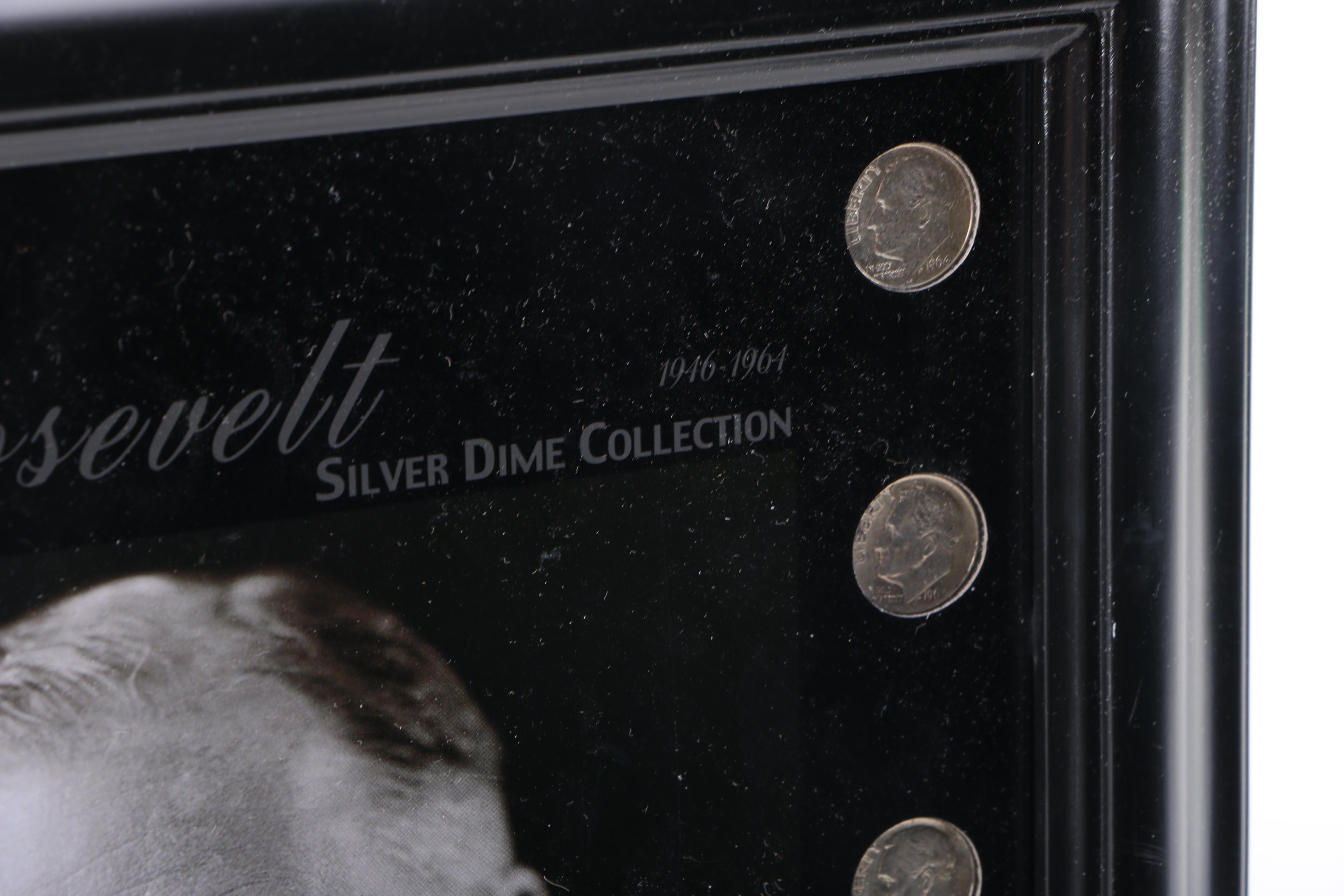 Framed Roosevelt Dimes and State Quarters