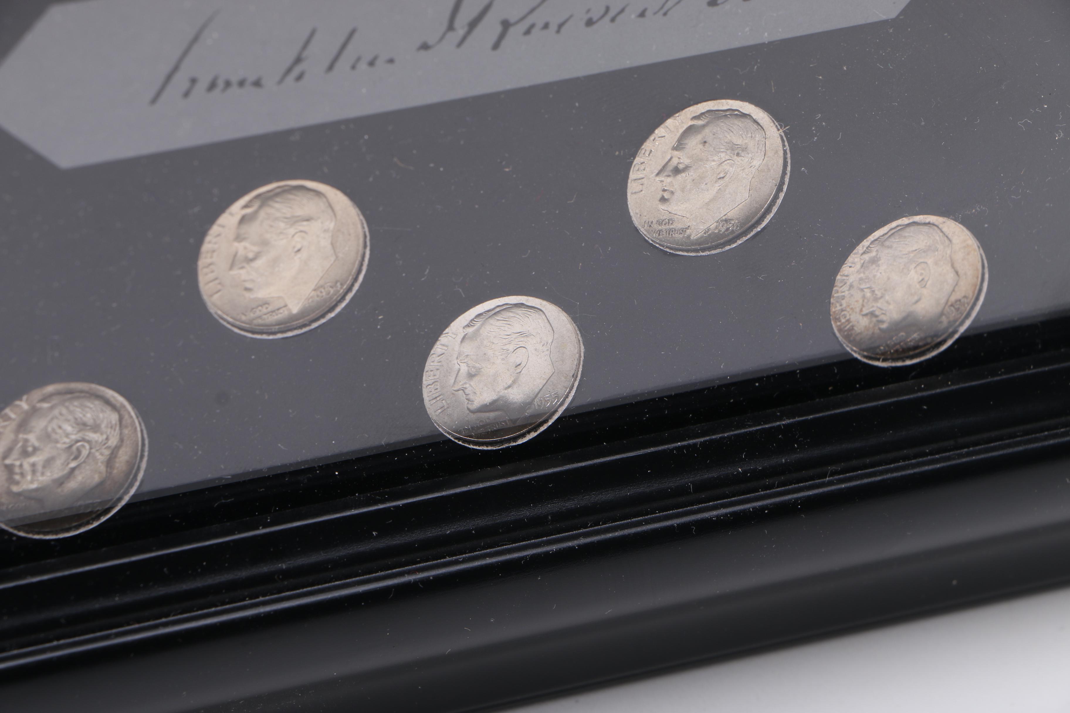 Framed Roosevelt Dimes and State Quarters