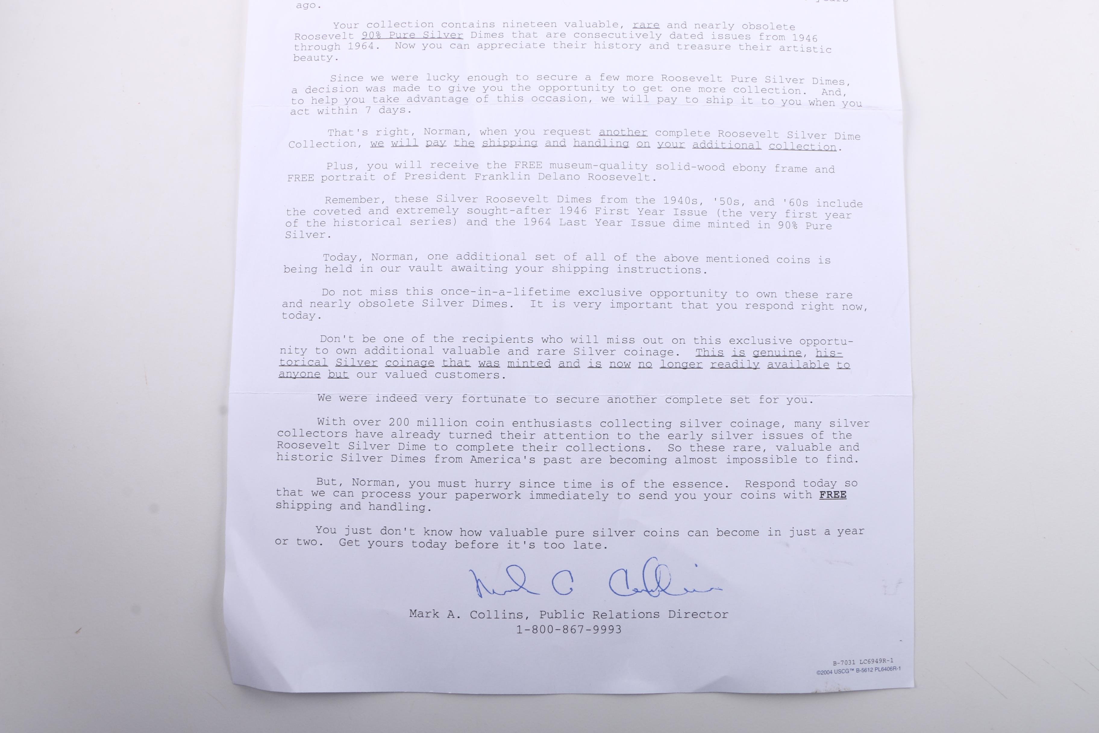 Framed Roosevelt Dimes and State Quarters