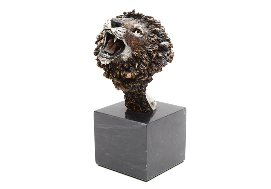 Kitty Cantrell Limited Edition Mixed Media Asiatic Lion Sculpture '"Unchallenged'